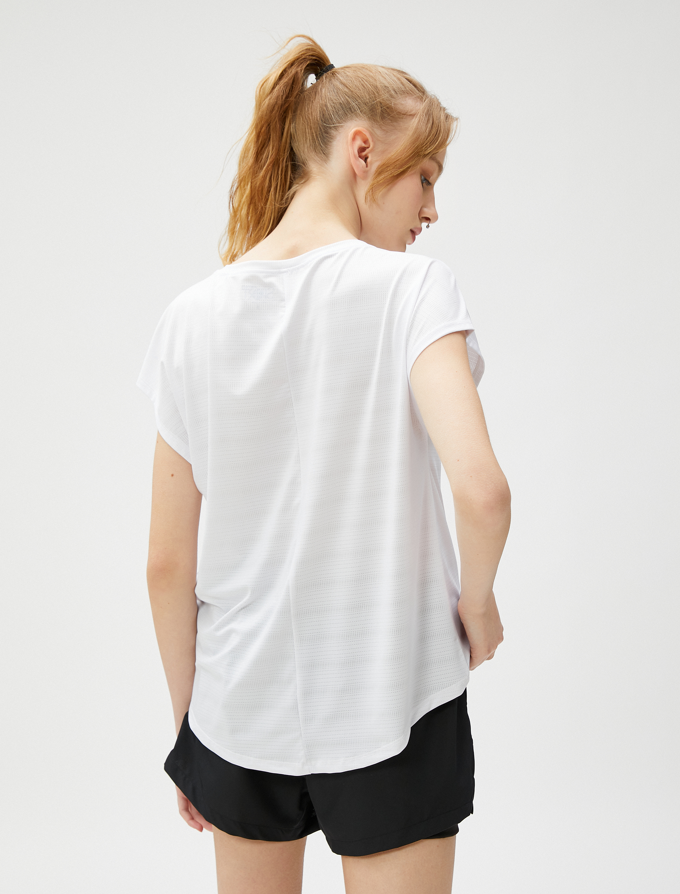   Minimal Baskılı Spor Tişört Bisiklet Yaka