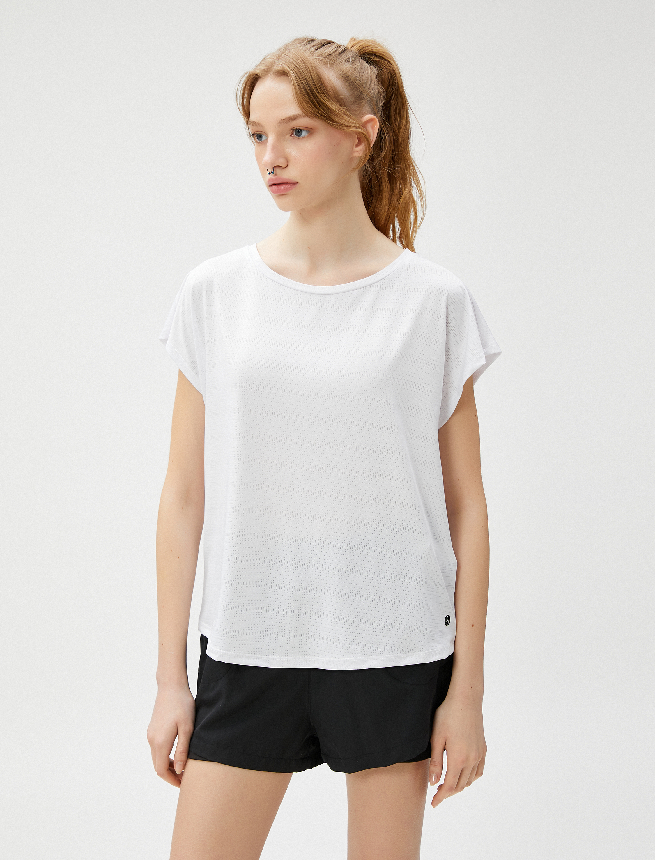   Minimal Baskılı Spor Tişört Bisiklet Yaka