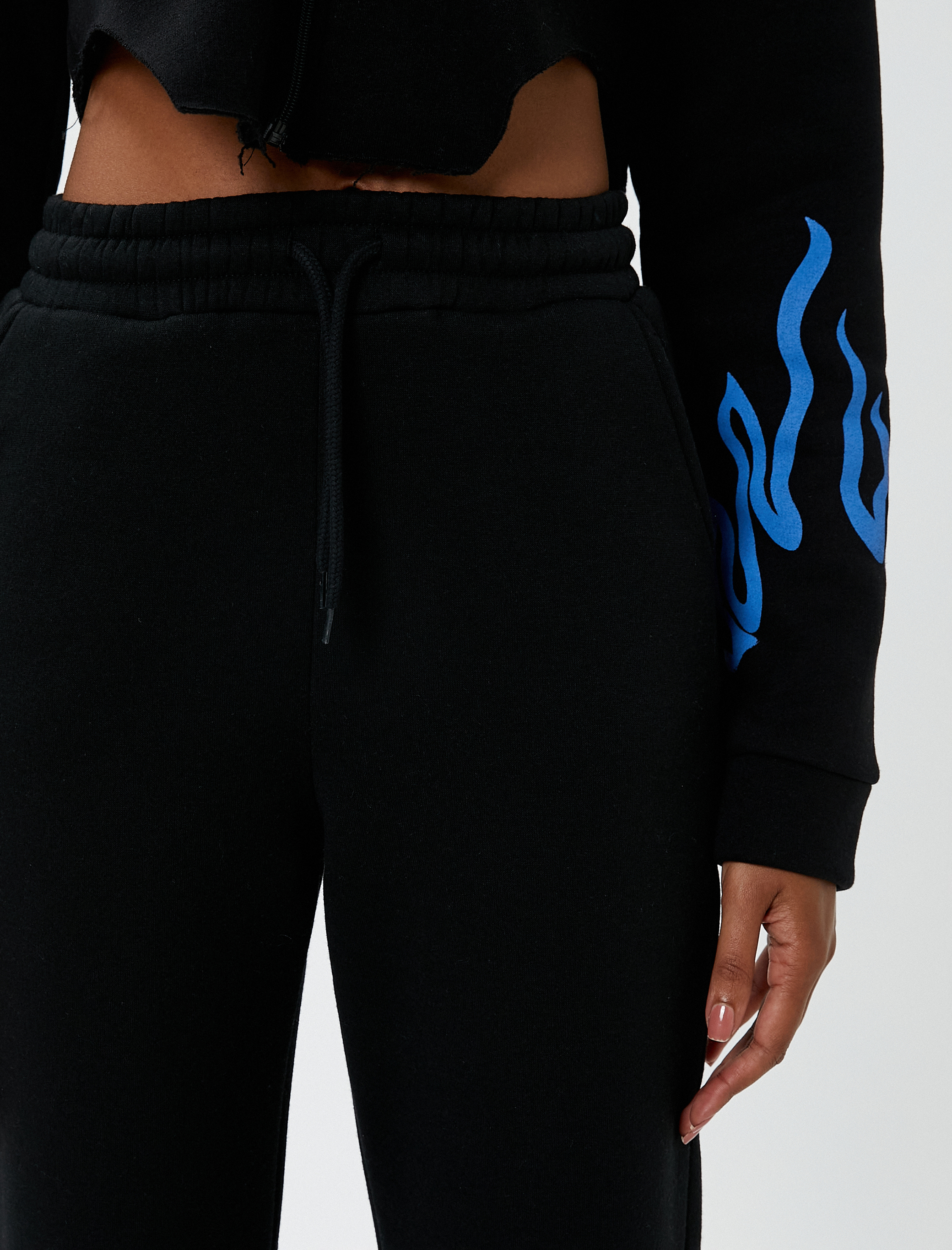   Şardonlu Jogger Eşofman Altı Beli Lastikli Bağcıklı Cep Detaylı