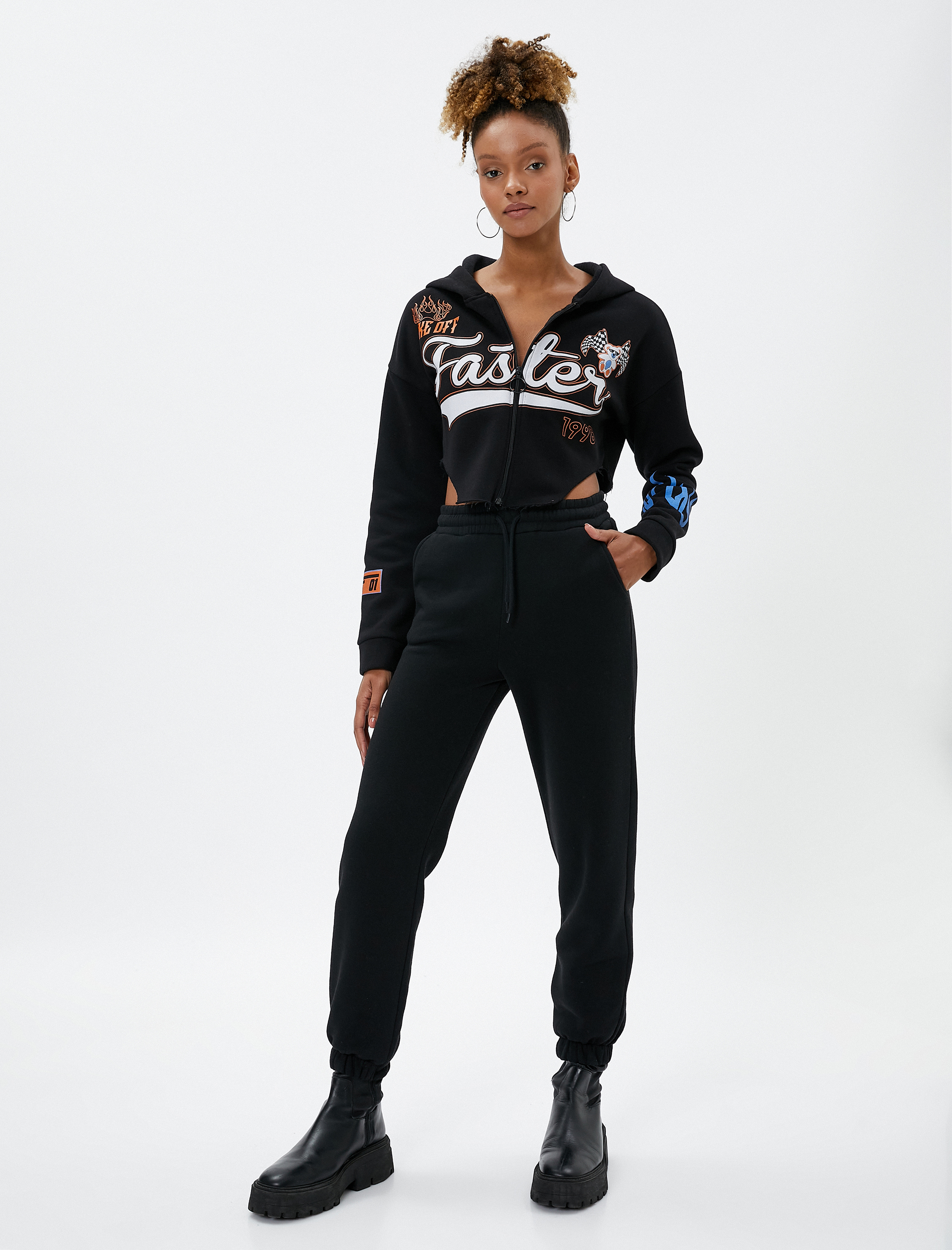   Şardonlu Jogger Eşofman Altı Beli Lastikli Bağcıklı Cep Detaylı