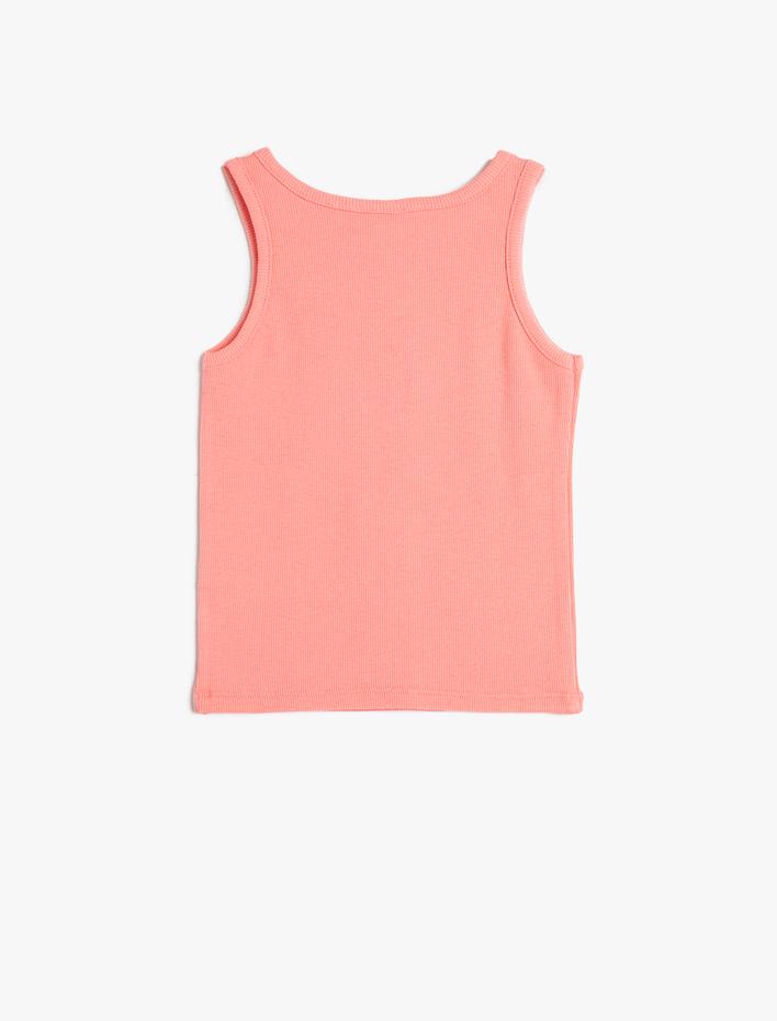 Kız Çocuk Atlet Kolsuz Baskılı Ribanalı Pamuk