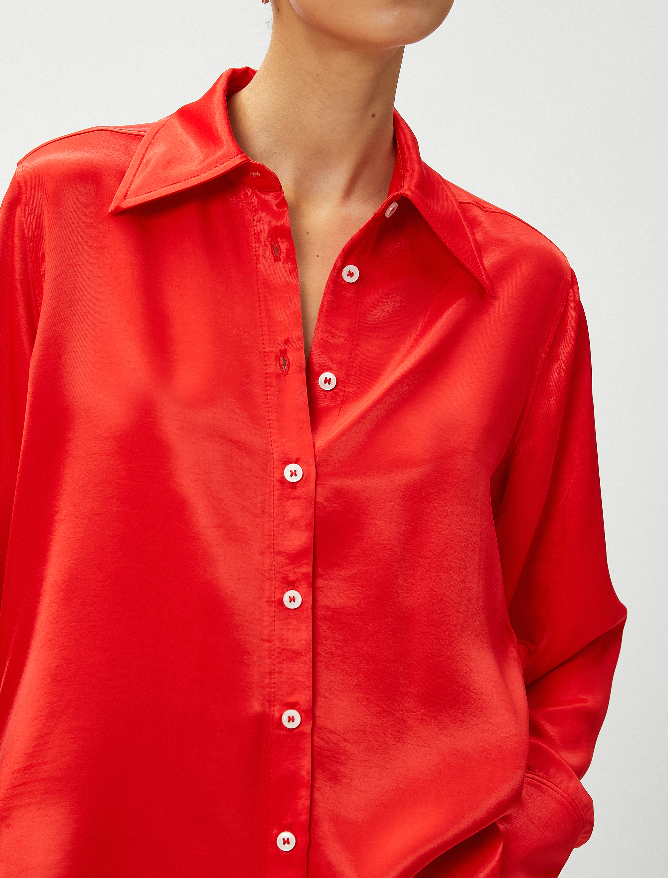 Saten Uzun Kollu Gömlek