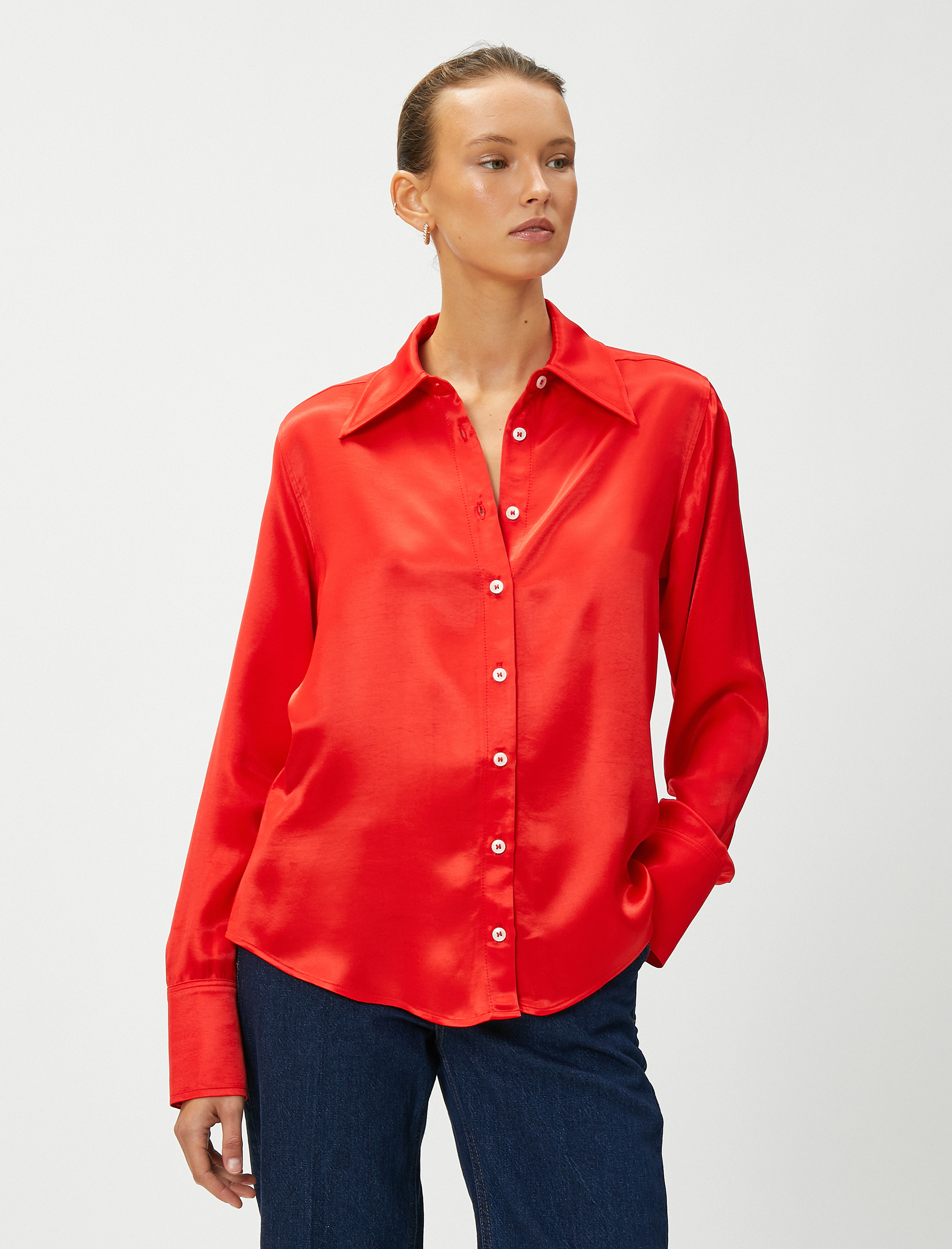 Saten Uzun Kollu Gömlek