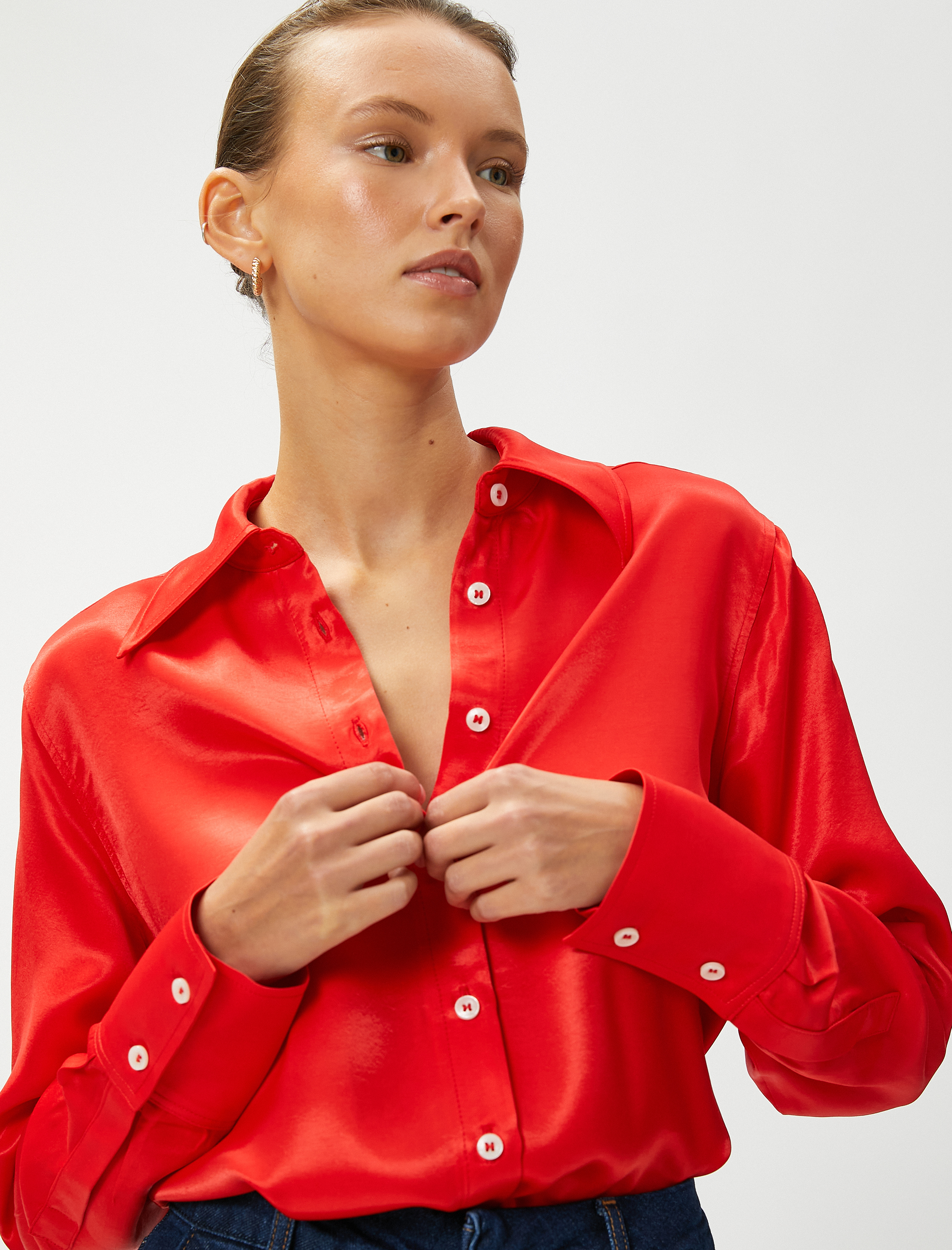 Saten Uzun Kollu Gömlek