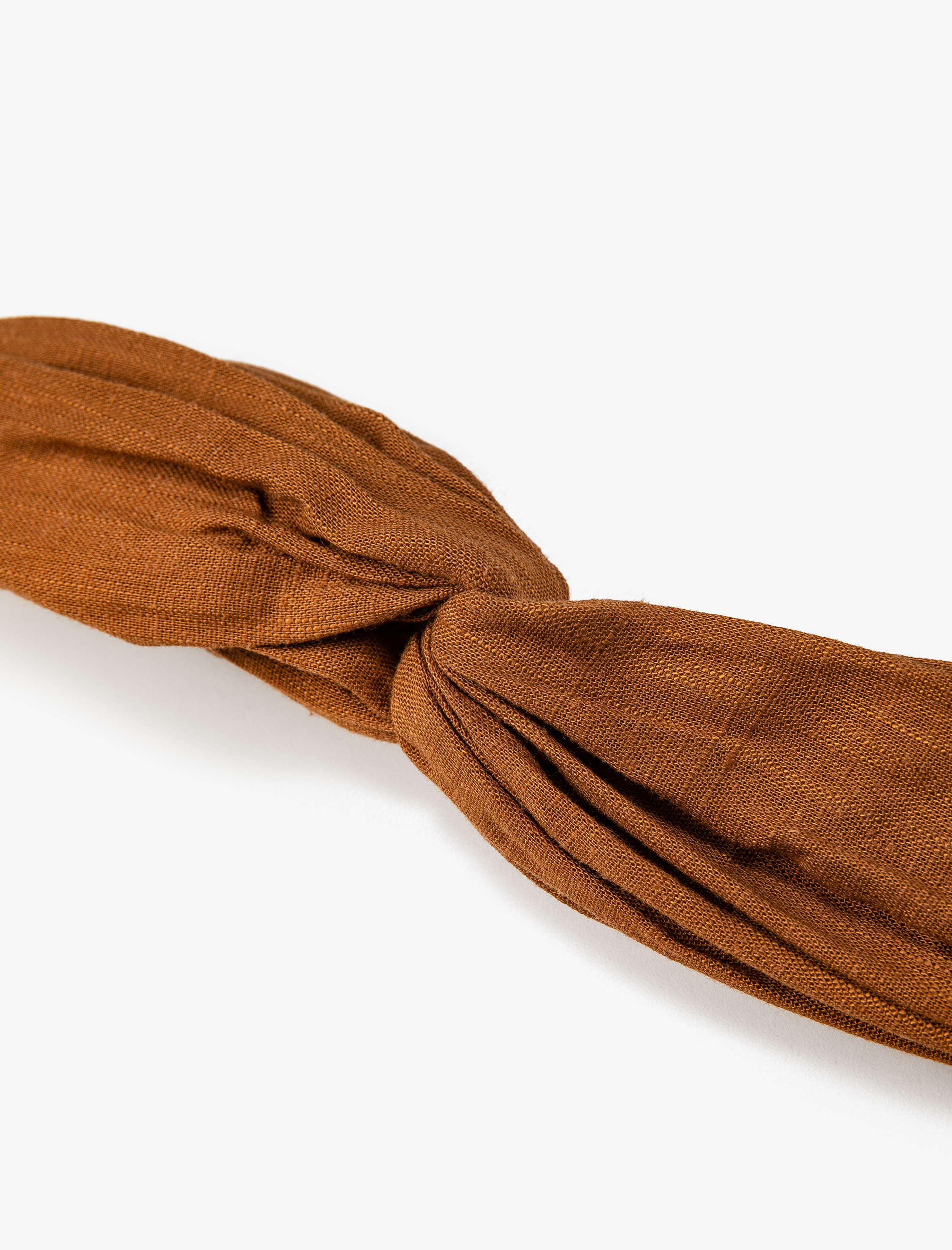 Kadın Keten Saç Bandı Düğüm Detaylı Lastikli