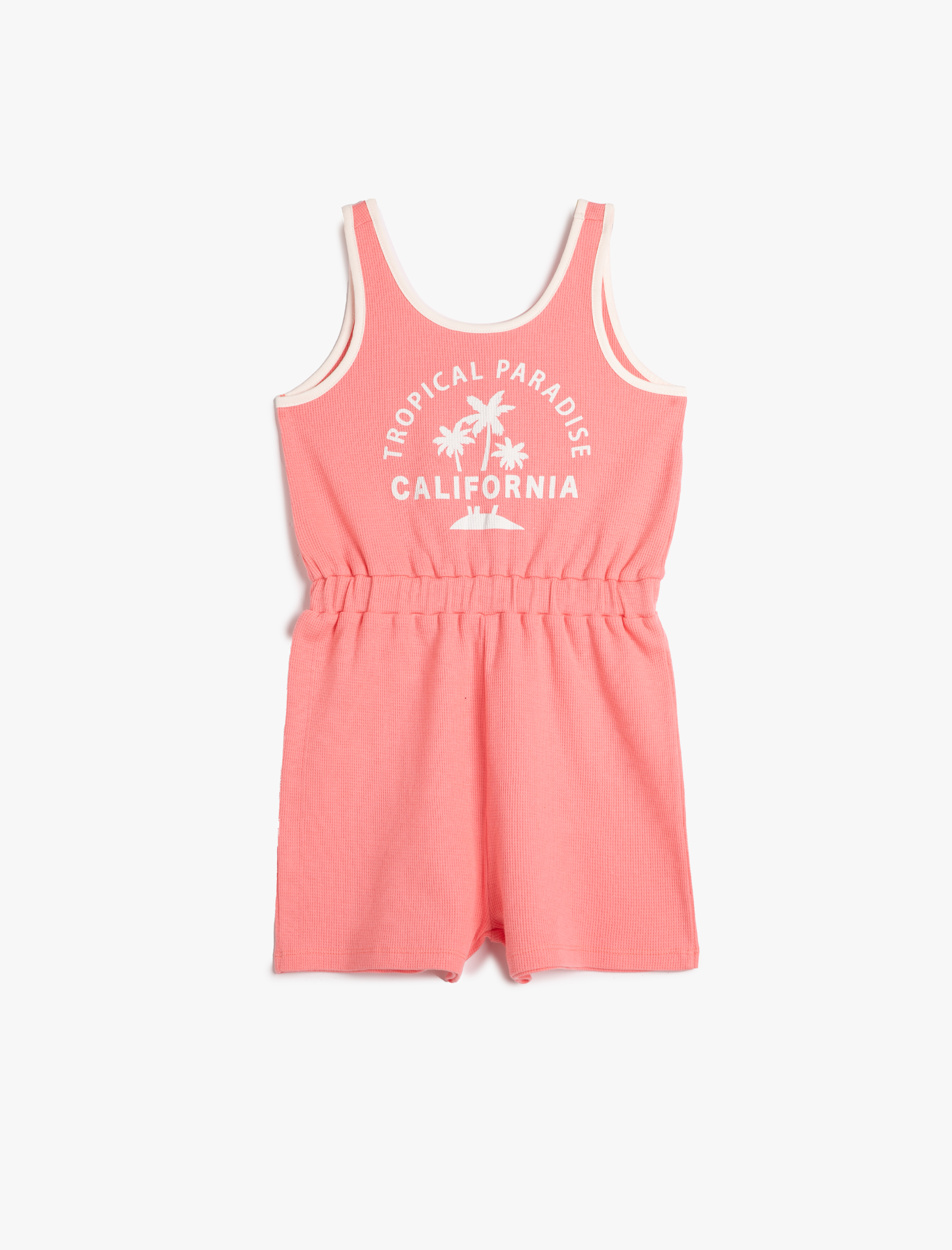  Kız Çocuk Tulum Mini Kalın Askılı Beli Lastikli Baskılı Pamuklu