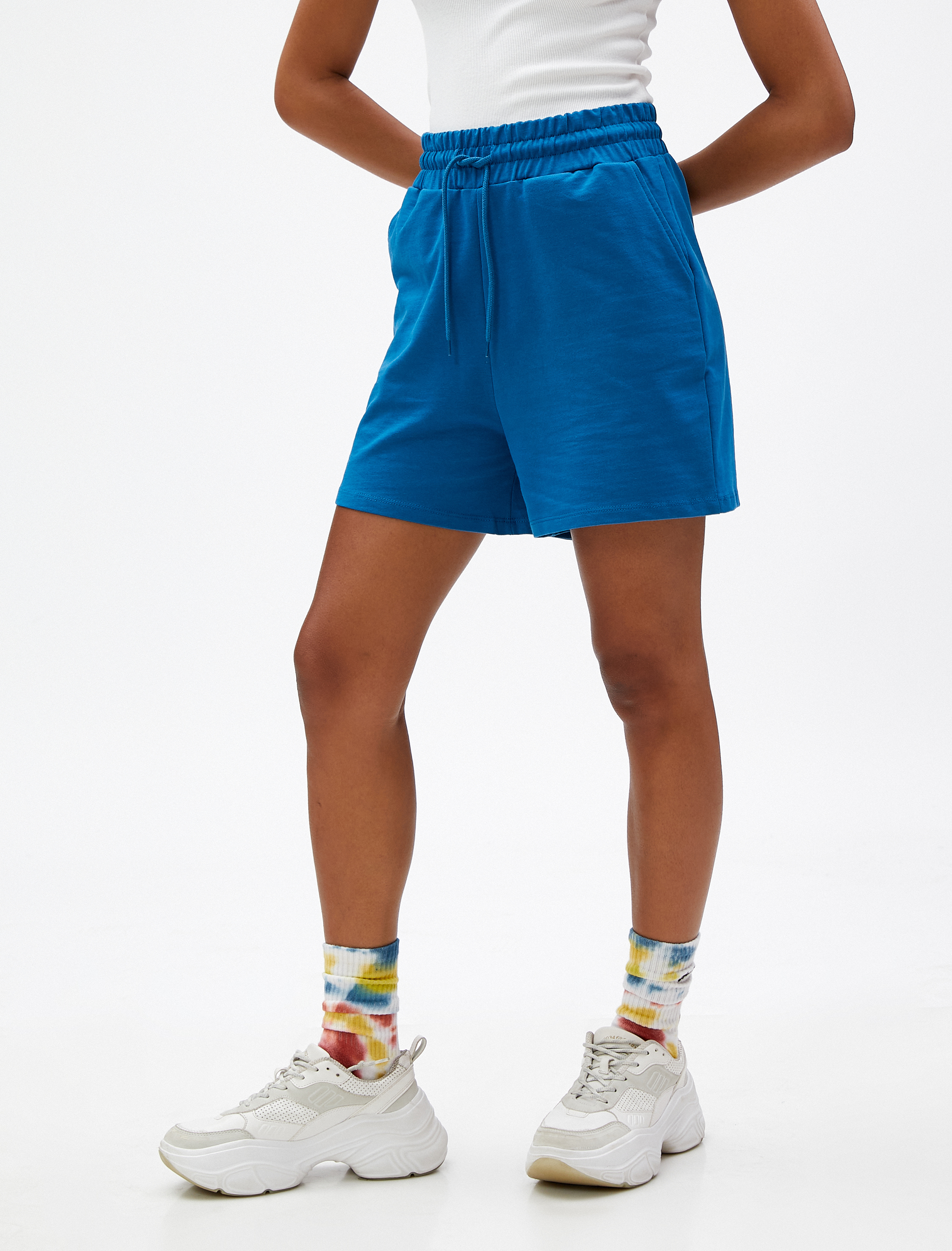 Pamuklu Şort Beli Bağcıklı Cep Detaylı Örme