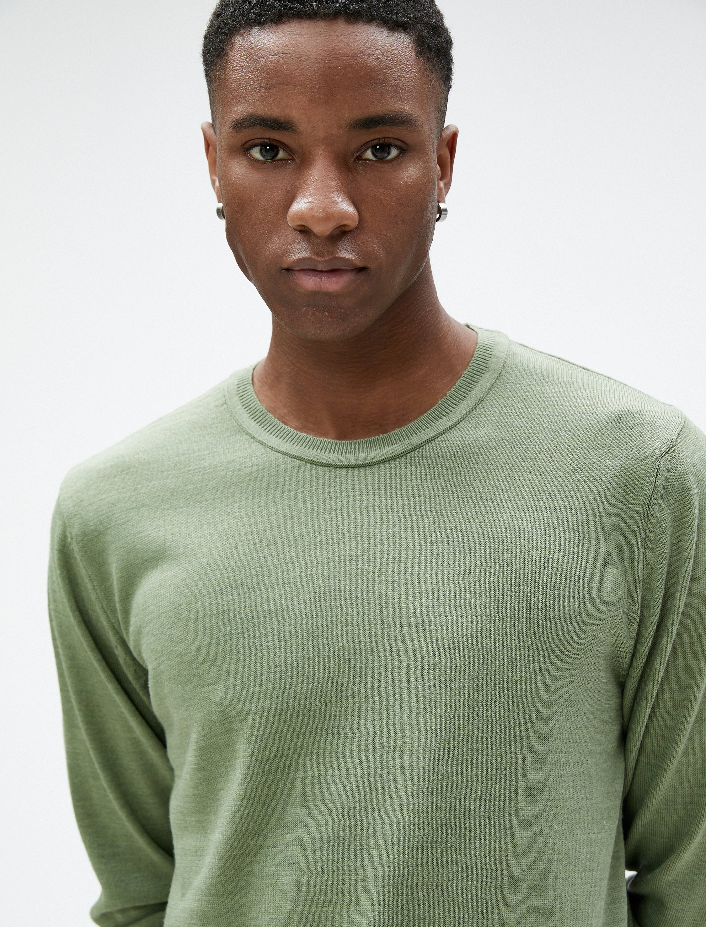   Basic Triko Kazak Bisiklet Yaka Dar Kesim Uzun Kollu