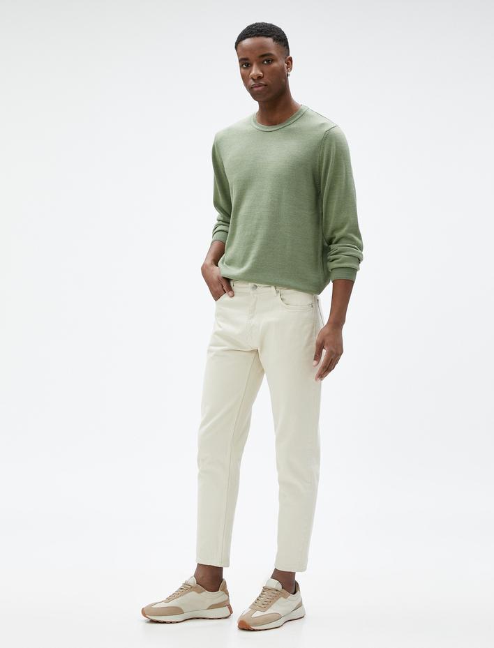  Basic Triko Kazak Bisiklet Yaka Dar Kesim Uzun Kollu