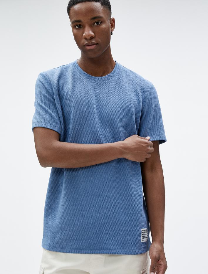  Basic Tişört Baskılı Kısa Kollu Bisiklet Yaka Pamuklu Ribanalı