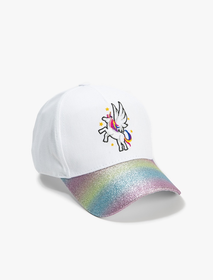 Kız Çocuk Unicorn Şapka Simli İşlemeli