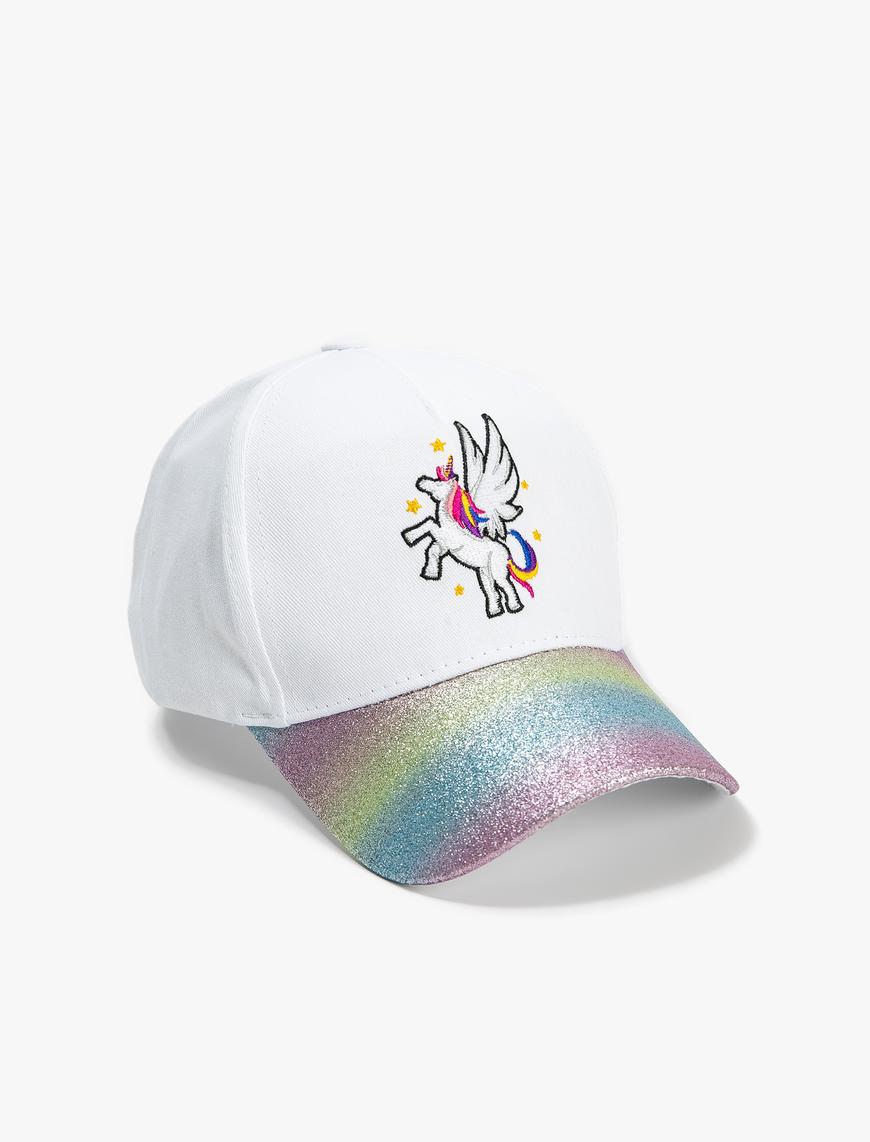  Kız Çocuk Unicorn Şapka Simli İşlemeli