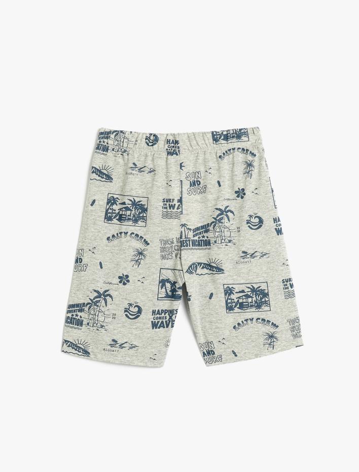 Erkek Çocuk Şort Beli Bağlamalı Pamuklu Baskılı