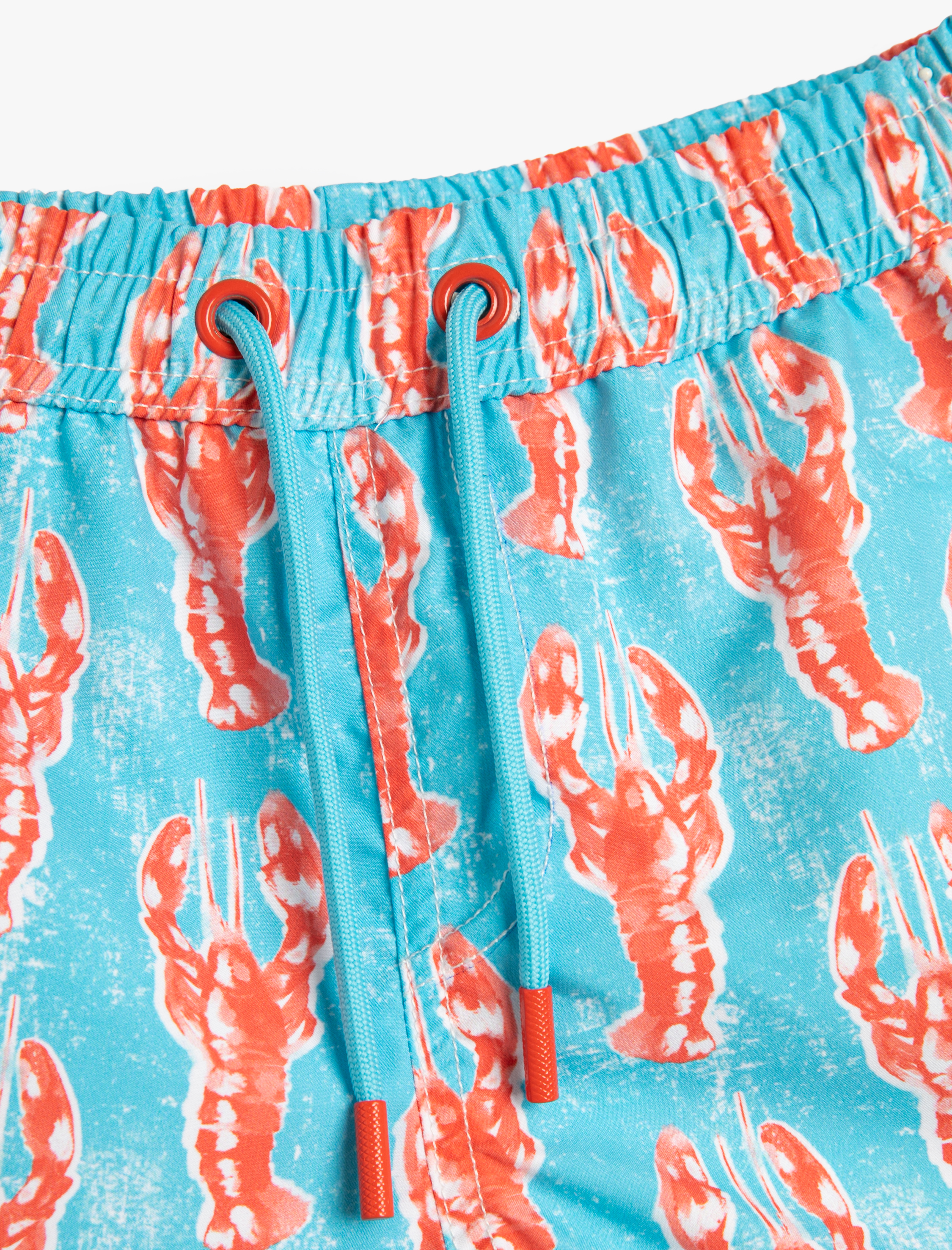  Erkek Çocuk Deniz Şortu Istakoz Baskılı File Astarlı