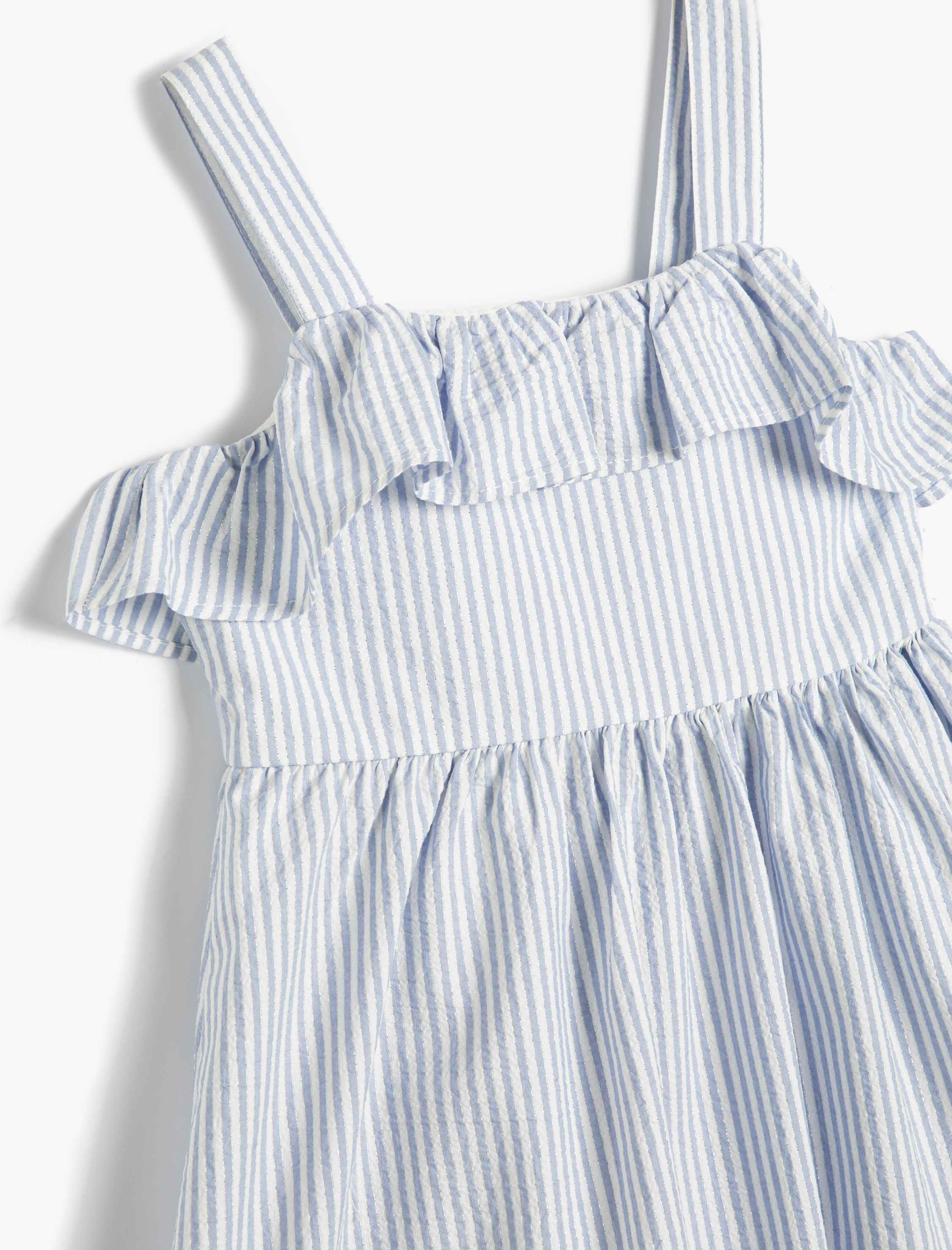  Kız Çocuk Elbise Askılı Fırfırlı Astarlı Pamuk Karışımlı