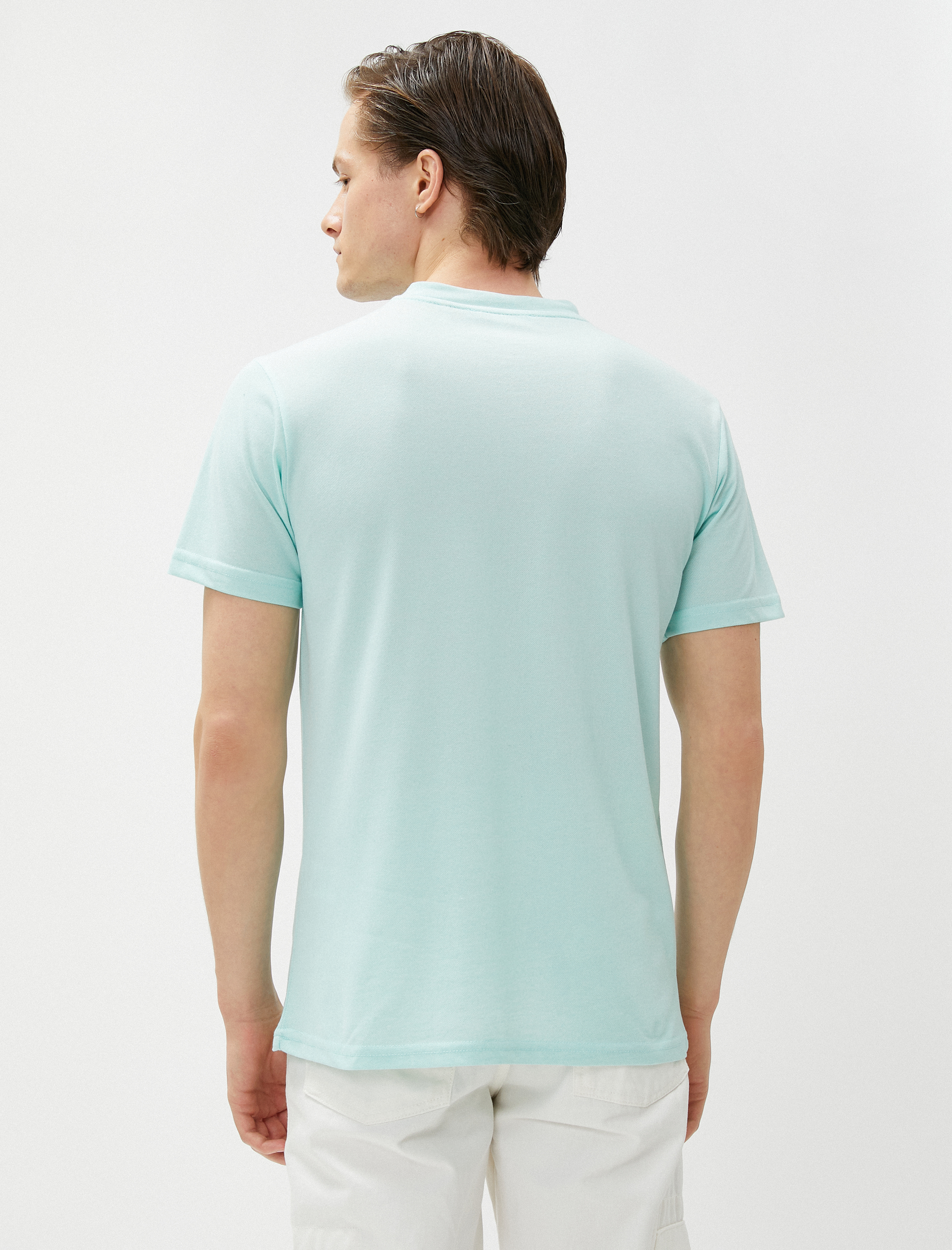   Baskılı Tişört Bisiklet Yaka Dar Kesim Kısa Kollu