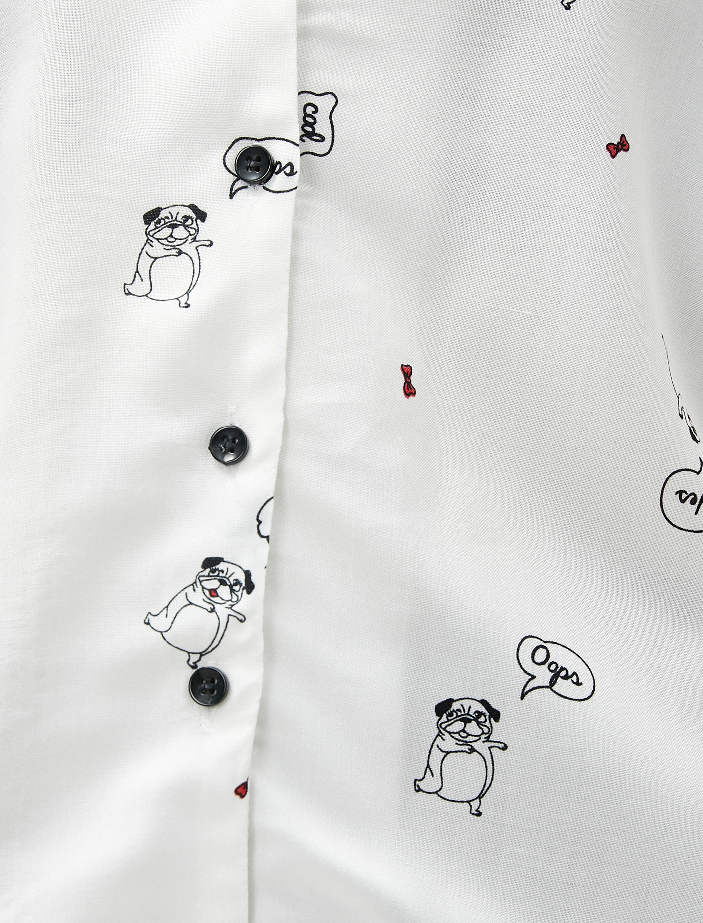   Kısa Kollu Gömlek Baskılı Düğmeli Rahat Kesim