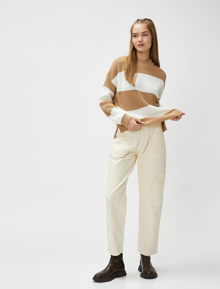  Bisiklet Yaka Triko Kazak Uzun Kollu Fitilli