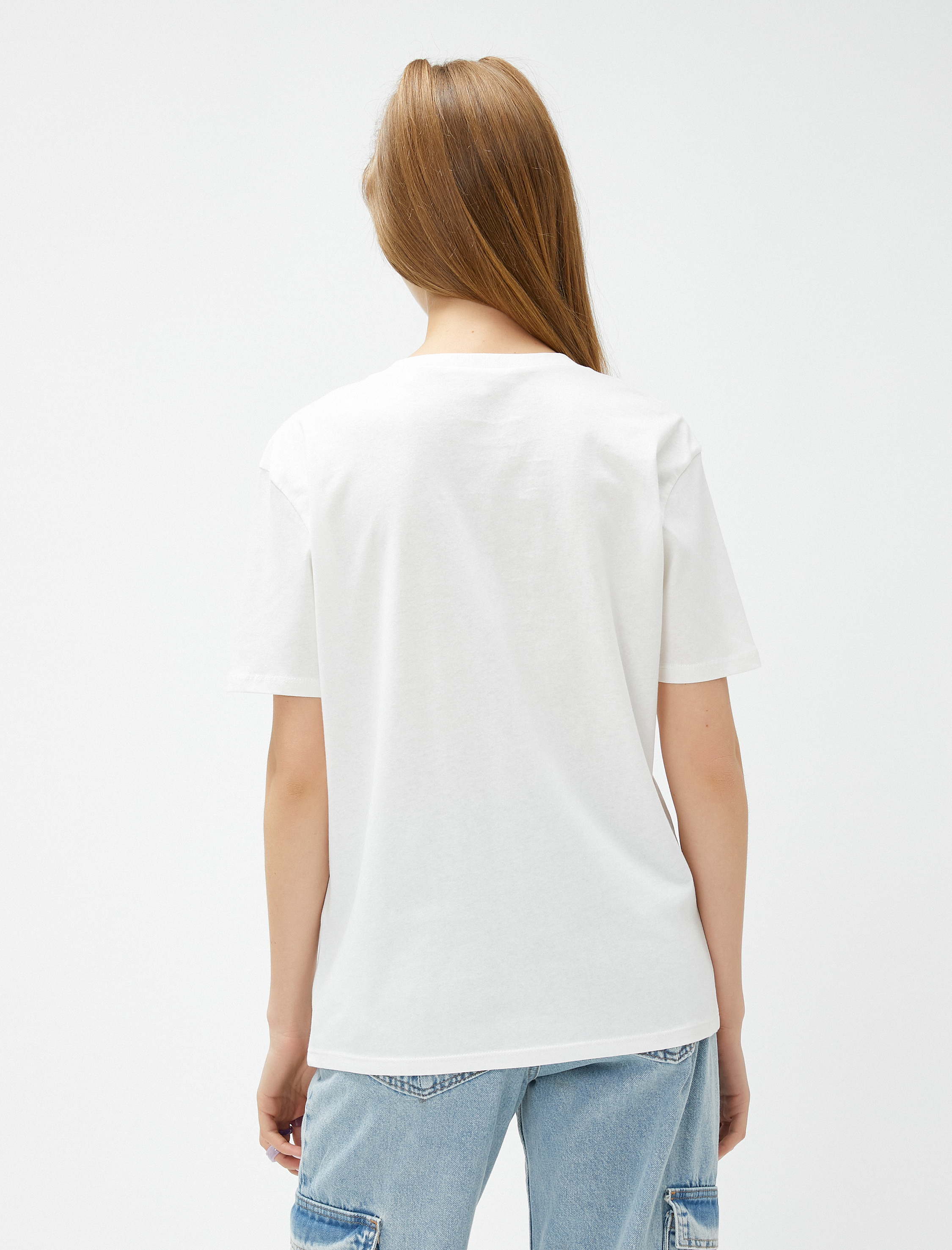   Anime Tişört Baskılı Bisiklet Yaka Kısa Kollu Pamuklu