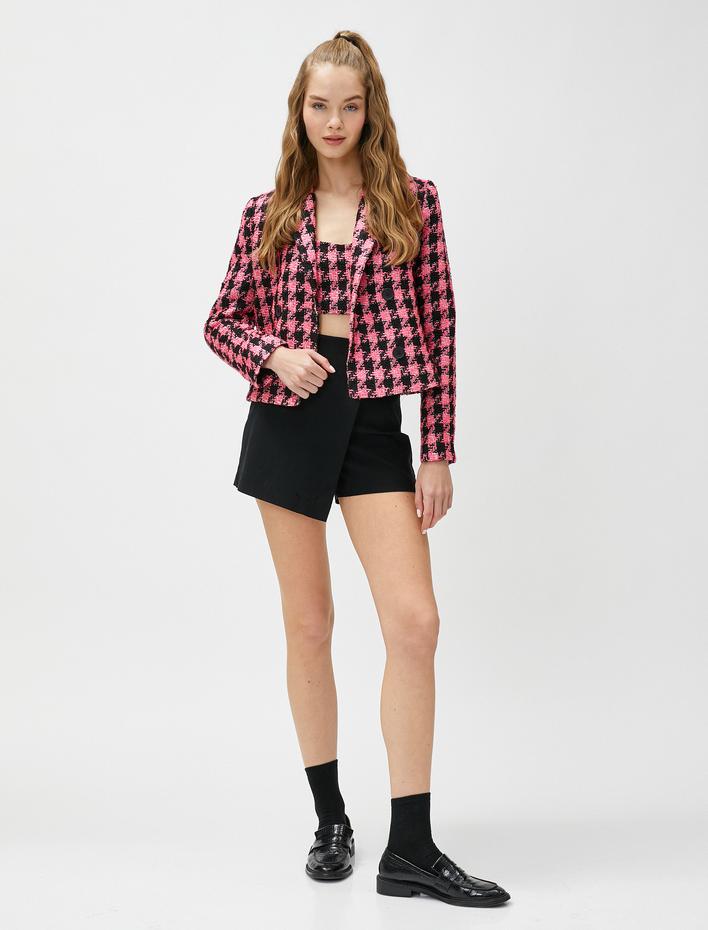  Tüvit Blazer Ceket Kruvaze Kapama Düğmeli