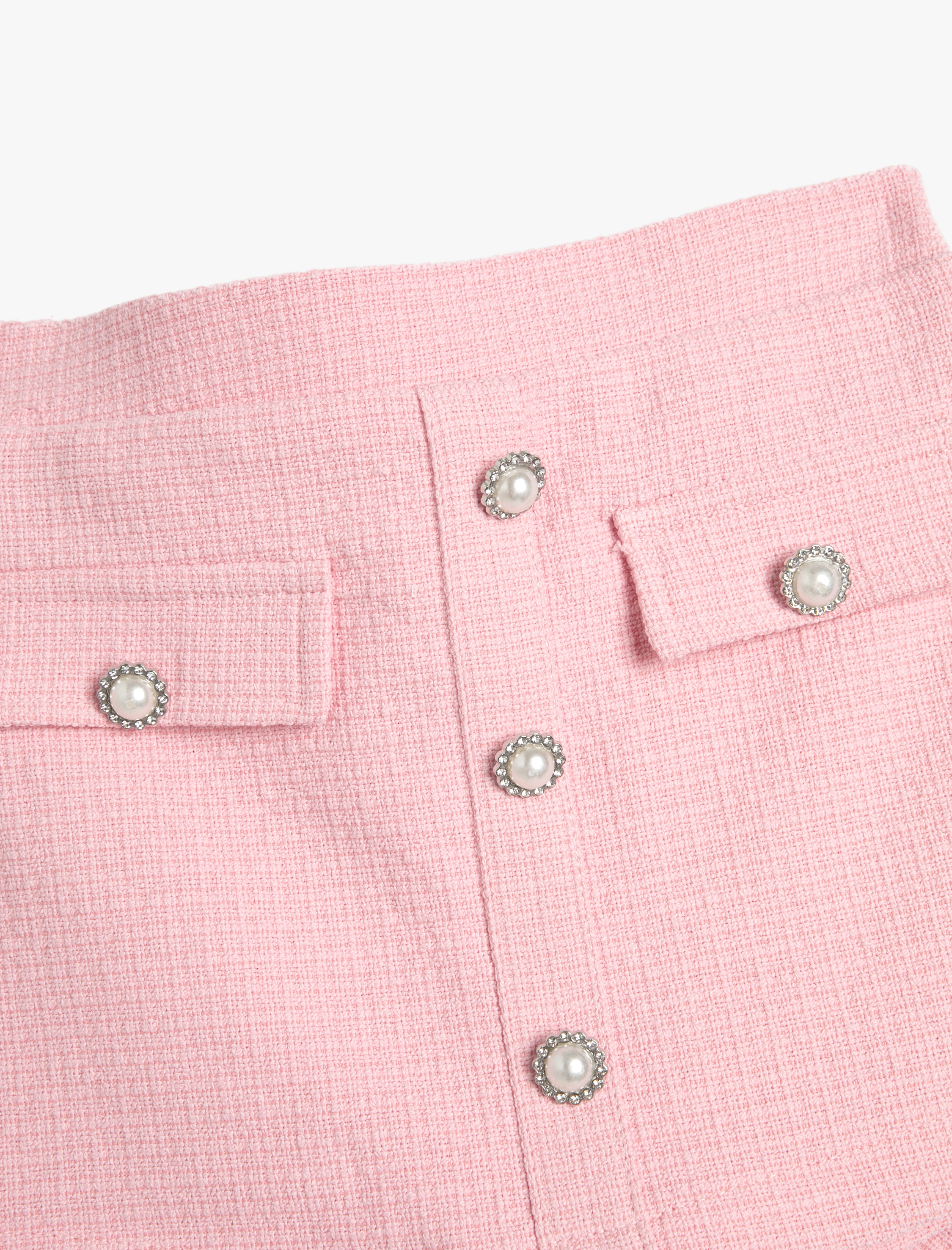  Kız Çocuk Şort Etek Tüvit Kruvaze Düğme Detaylı