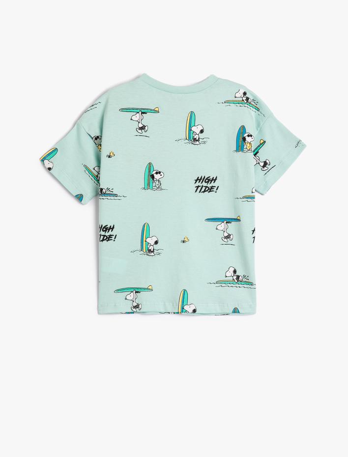 Erkek Bebek Snoopy Tişört Lisanslı Kısa Kollu Bisiklet Yaka Pamuklu