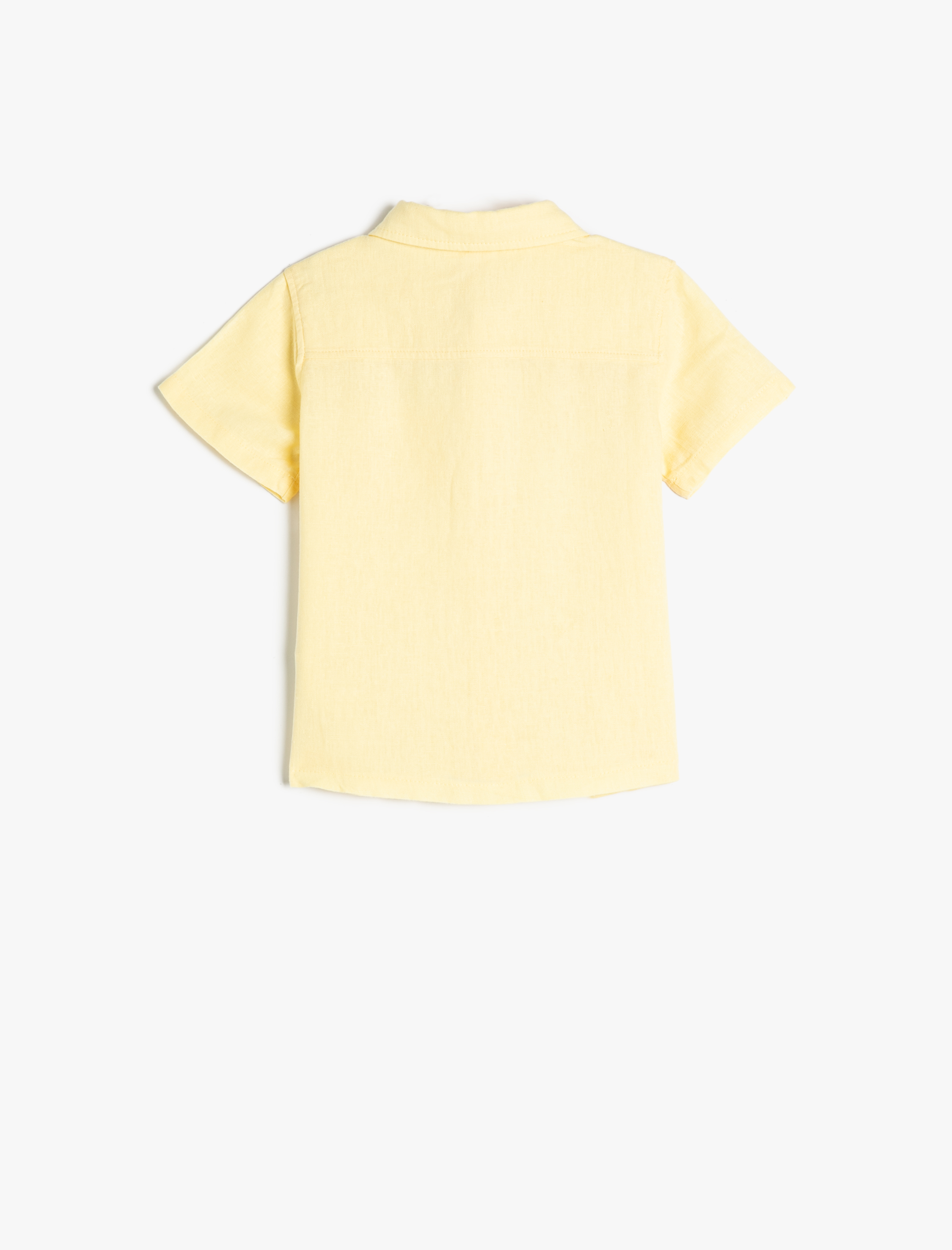  Erkek Bebek Gömlek Keten Karışımlı Kısa Kollu Tek Cep Detaylı