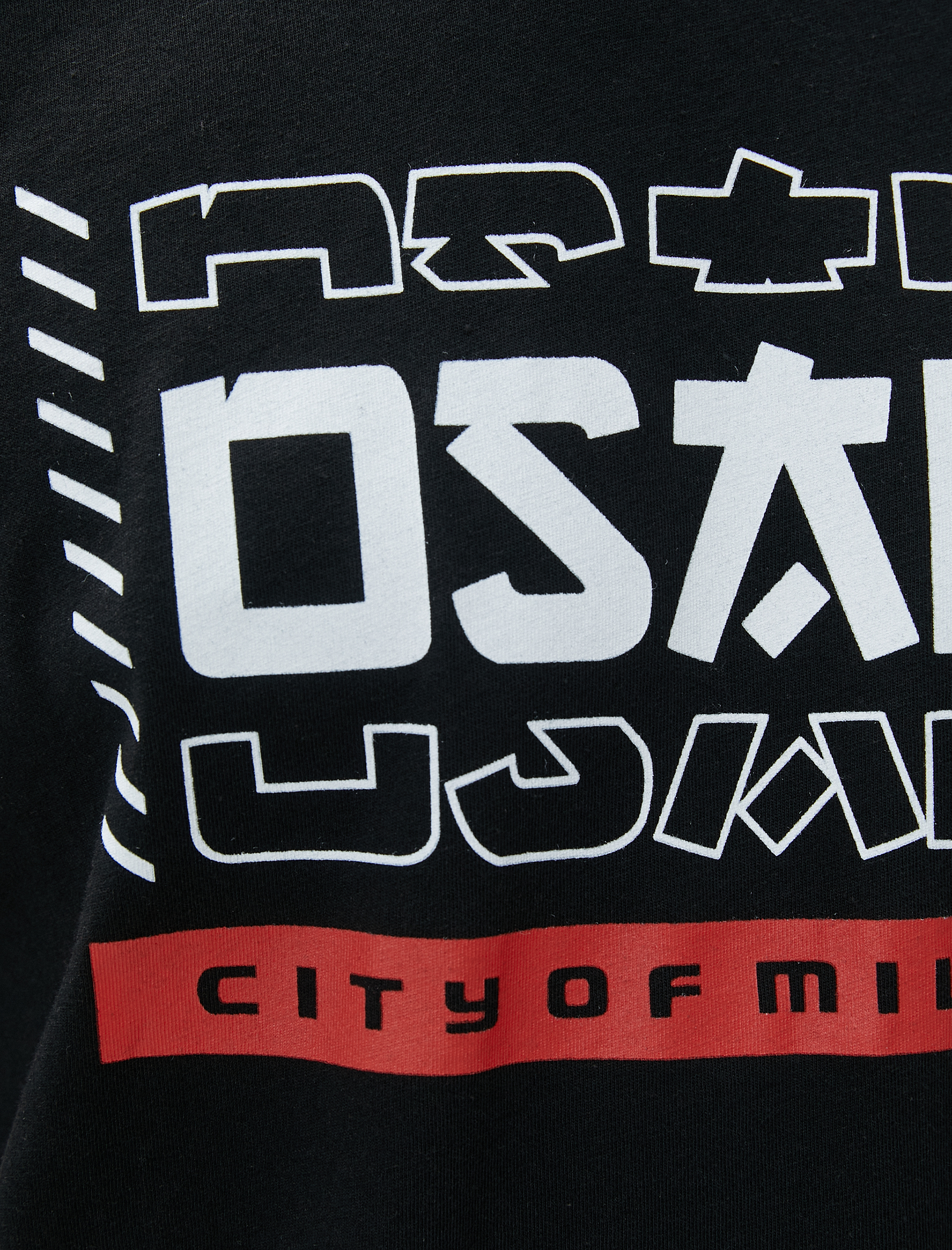   Uzakdoğu Baskılı Tişört Bisiklet Yaka Kısa Kollu Pamuklu