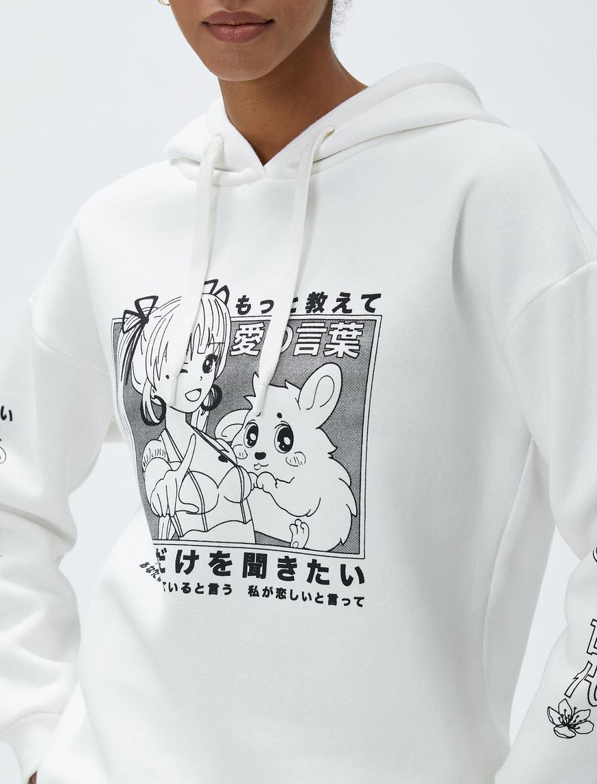   Anime Sweatshirt Oversize Kapüşonlu Uzun Kollu