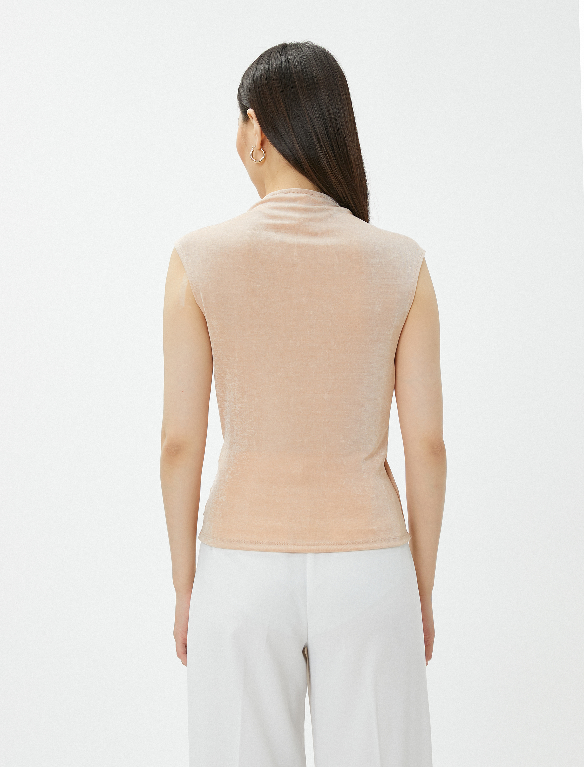   V Yaka Anvelop Drapeli Kolsuz Bluz