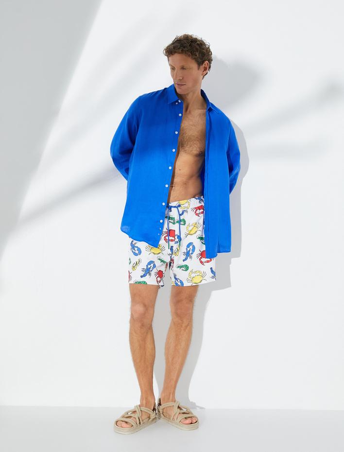  Deniz Şortu Animal Baskılı Beli Bağcıklı Cepli