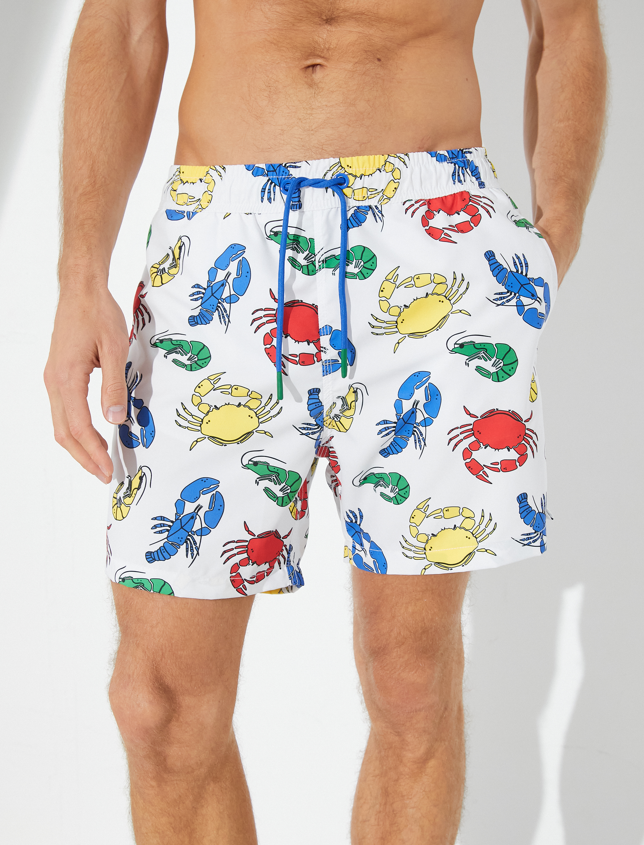   Deniz Şortu Animal Baskılı Beli Bağcıklı Cepli