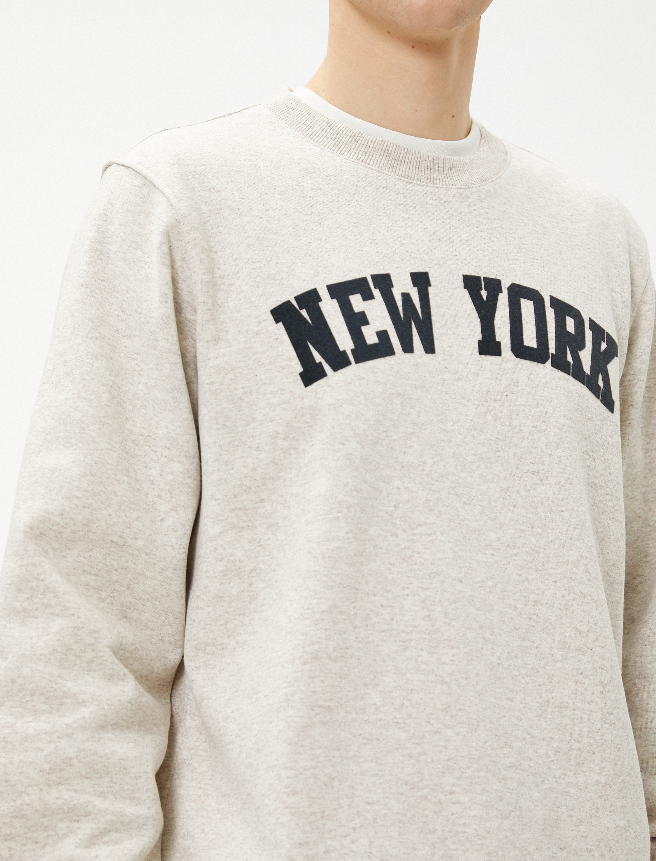   Kolej Sweatshirt Şehir Baskılı Bisiklet Yaka Uzun Kollu Şardonlu