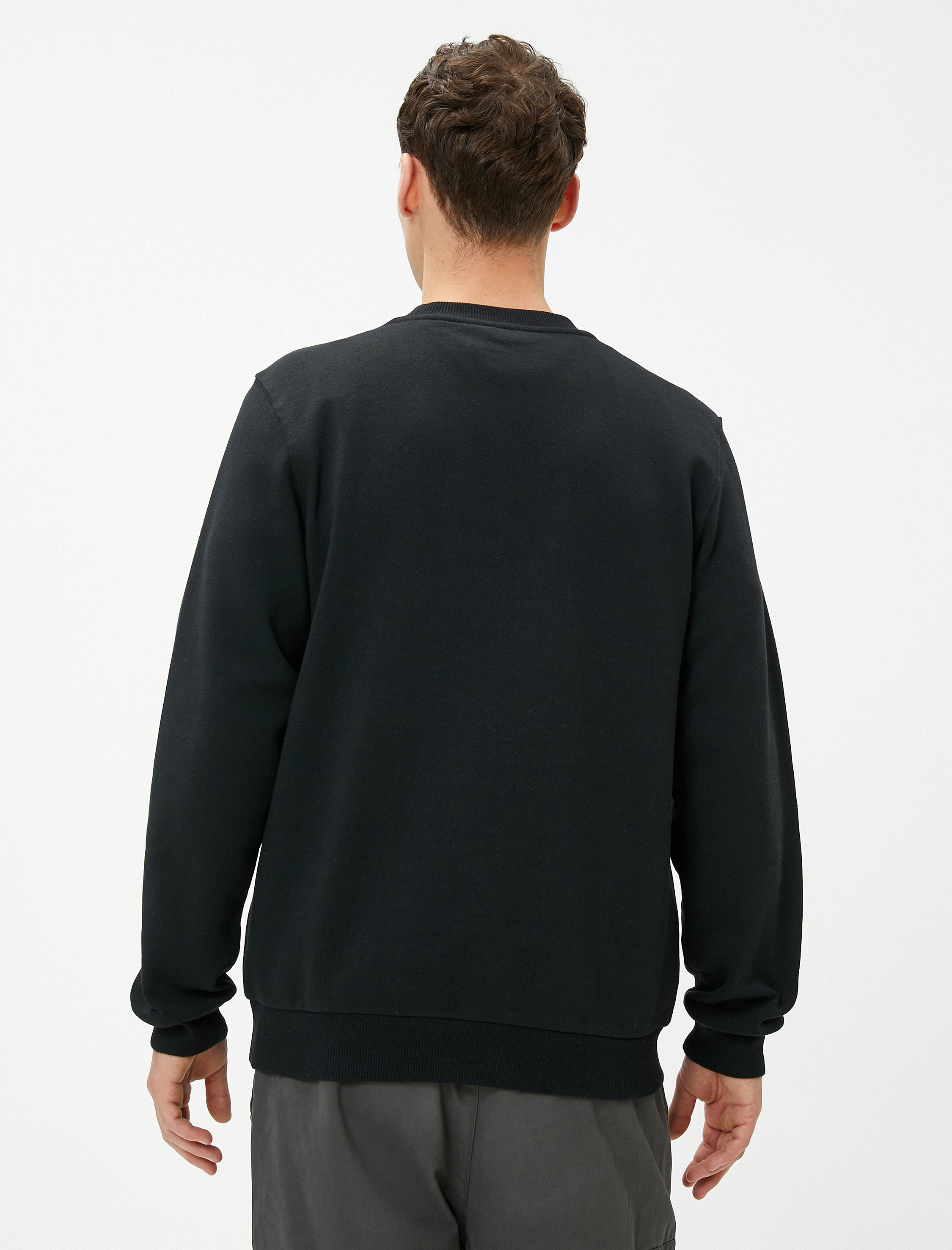 Kolej Sweatshirt Şehir Baskılı Bisiklet Yaka Uzun Kollu Şardonlu