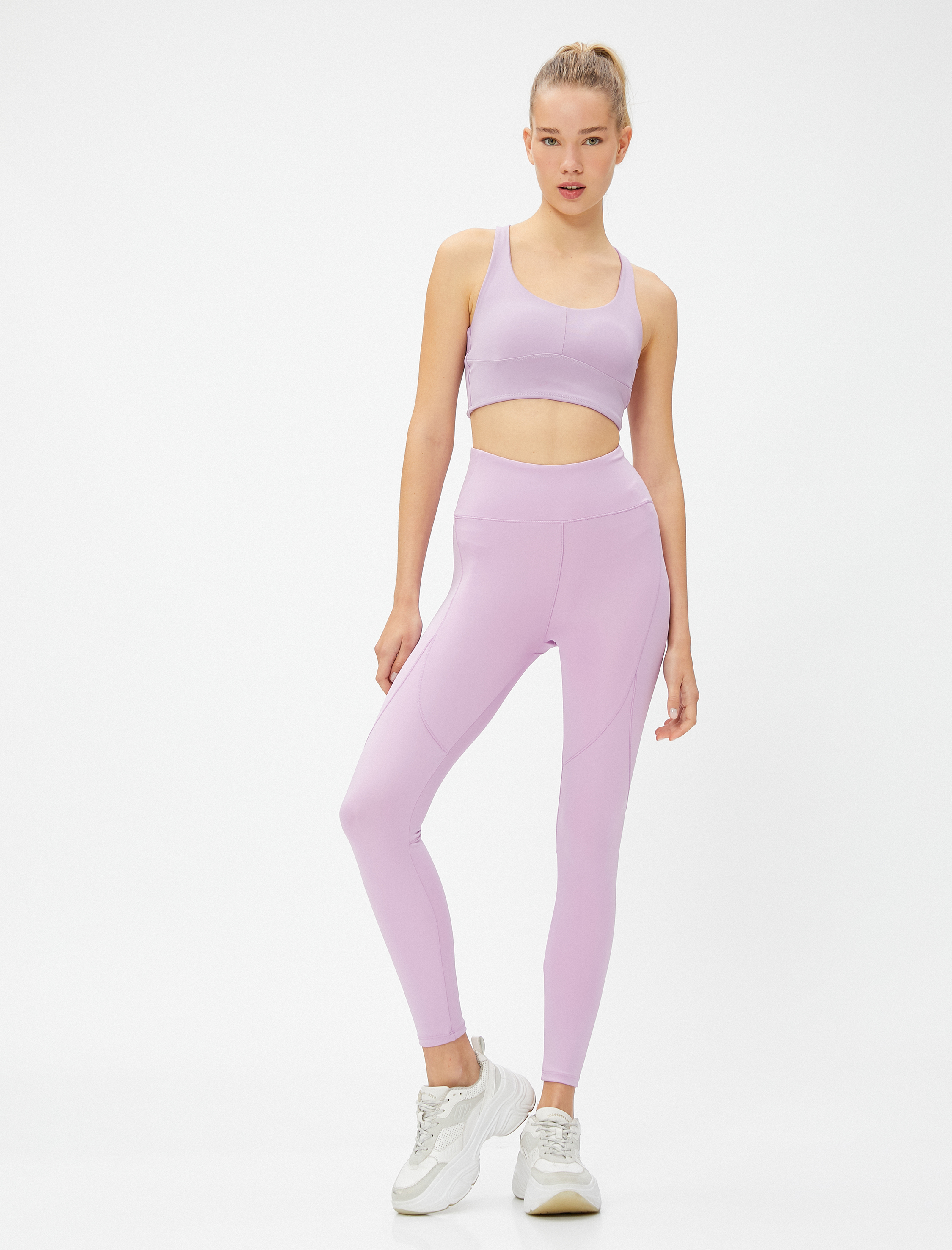   Yüksek Bel Sporcu Tayt Dikiş Detaylı