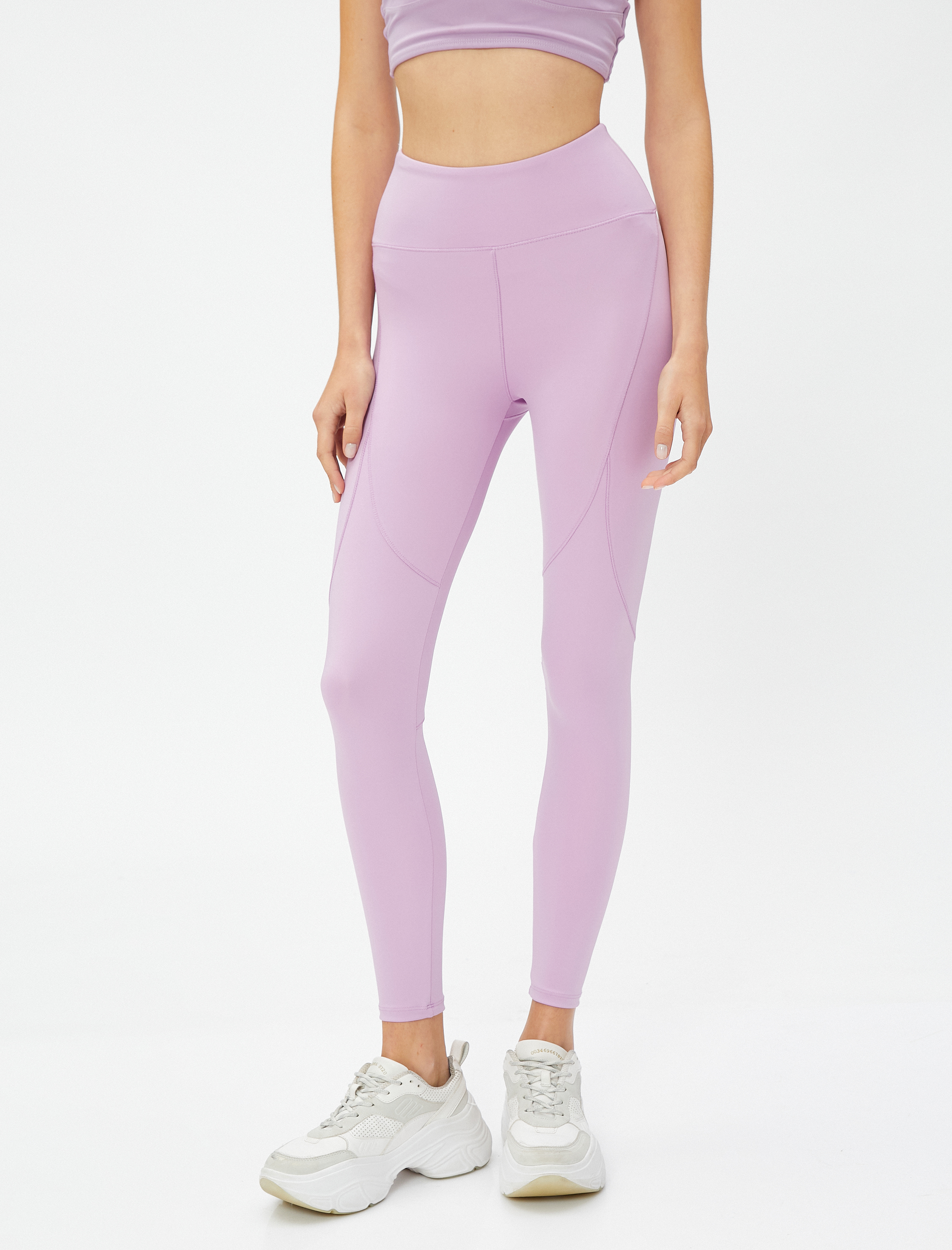   Yüksek Bel Sporcu Tayt Dikiş Detaylı