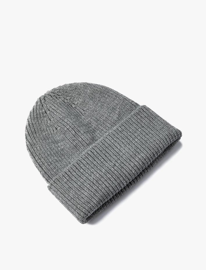 Erkek Basic Örgü Bere Katlama Detaylı