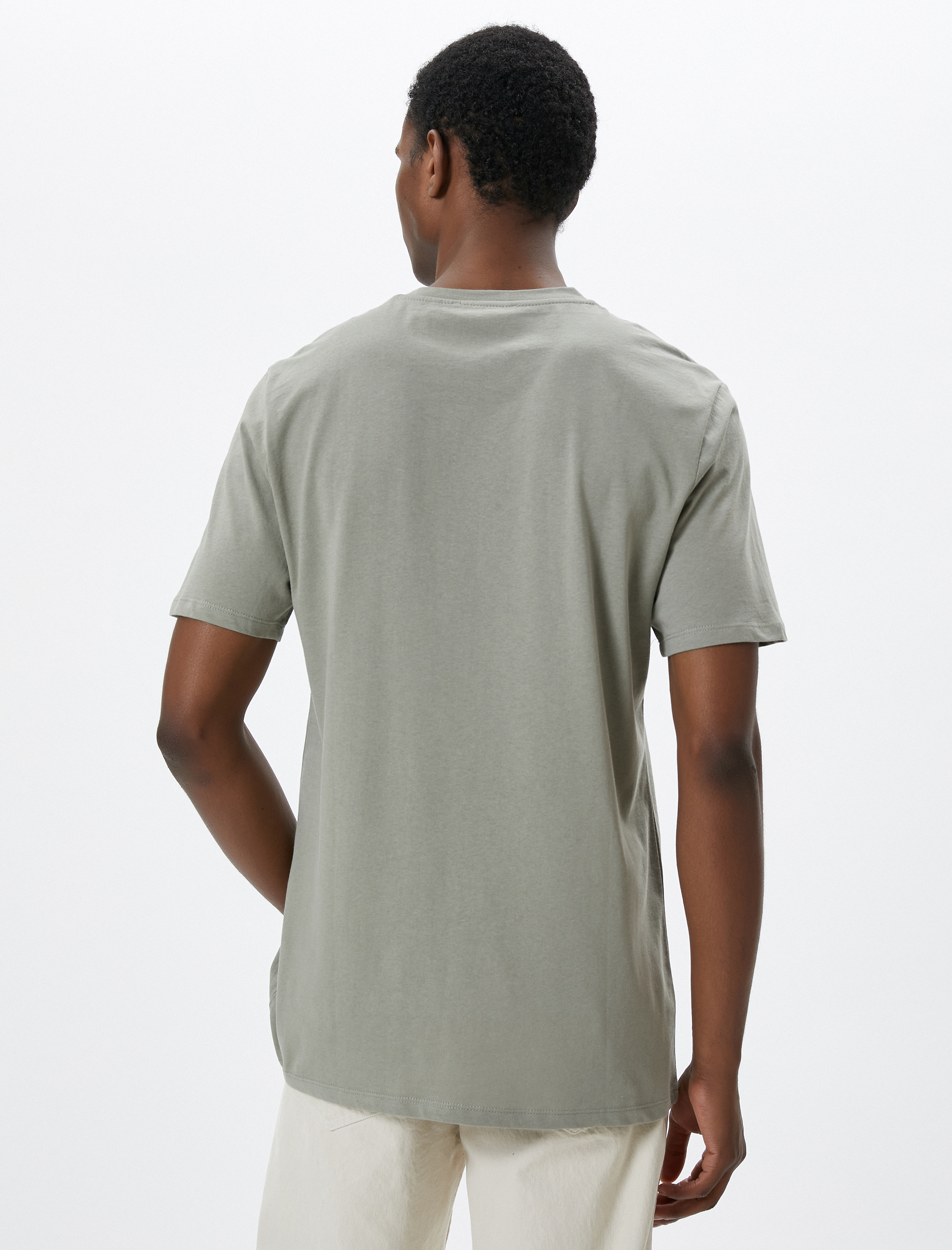   Basic Tişört Kamuflaj Baskılı Bisiklet Yaka