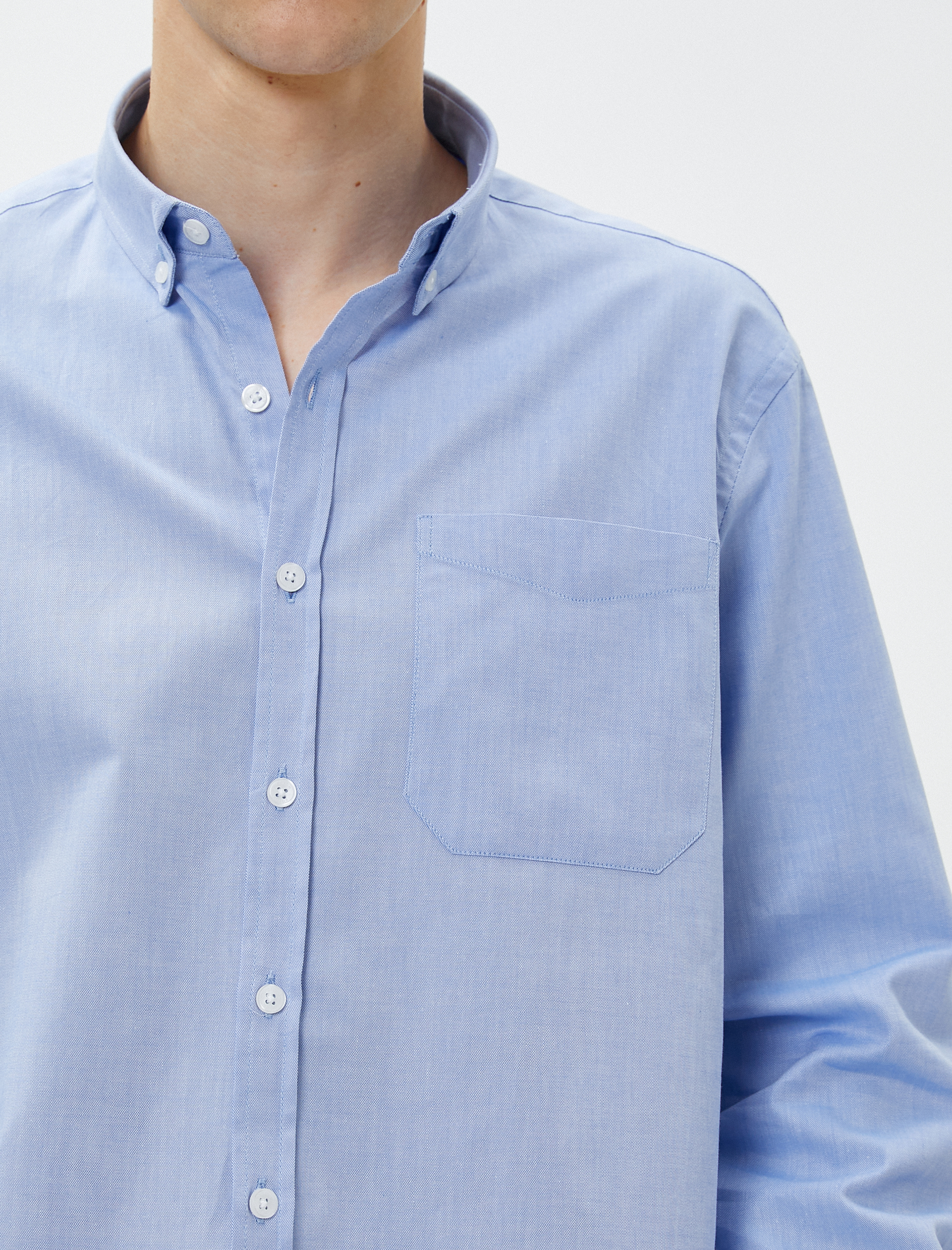   Basic Gömlek Bol Kesim Klasik Yaka Cep Detaylı Pamuklu Non Iron