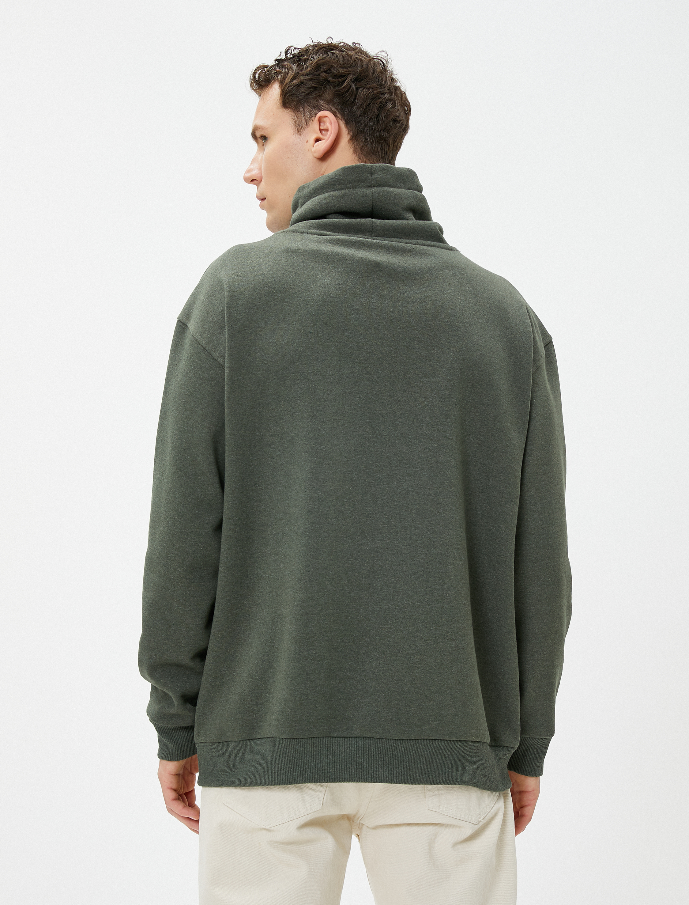   Oversize Sweatshirt Şal Yaka Kanguru Cepli Bağcıklı Şardonlu