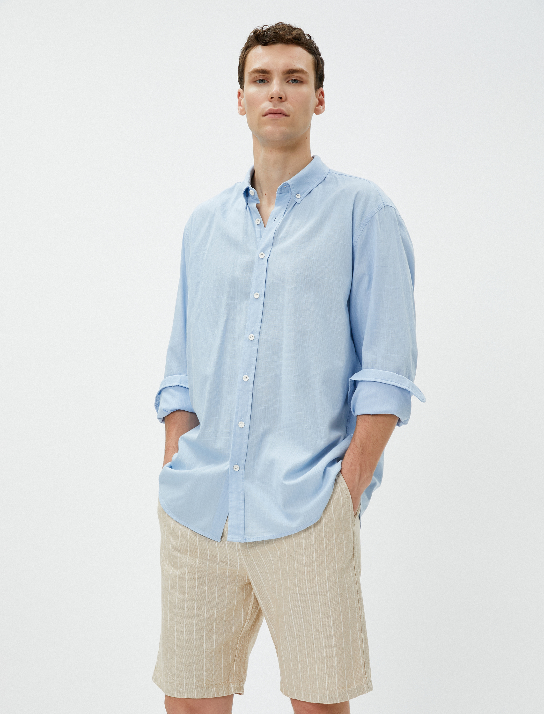   Chino Şort Beli Bağcıklı Cepli Pamuklu