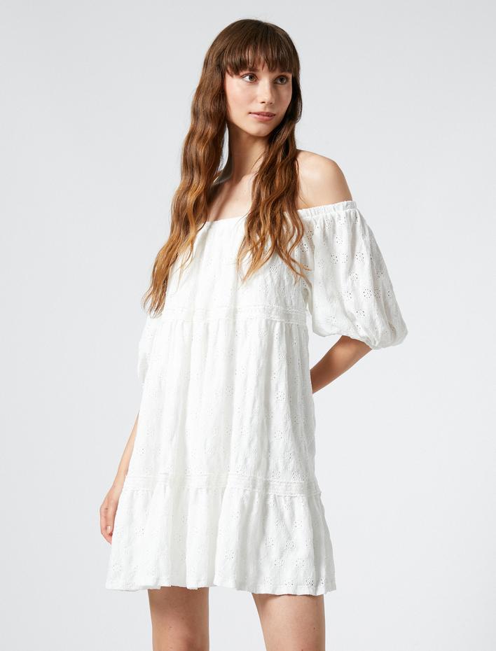  Fisto Elbise Balon Kol Katlı