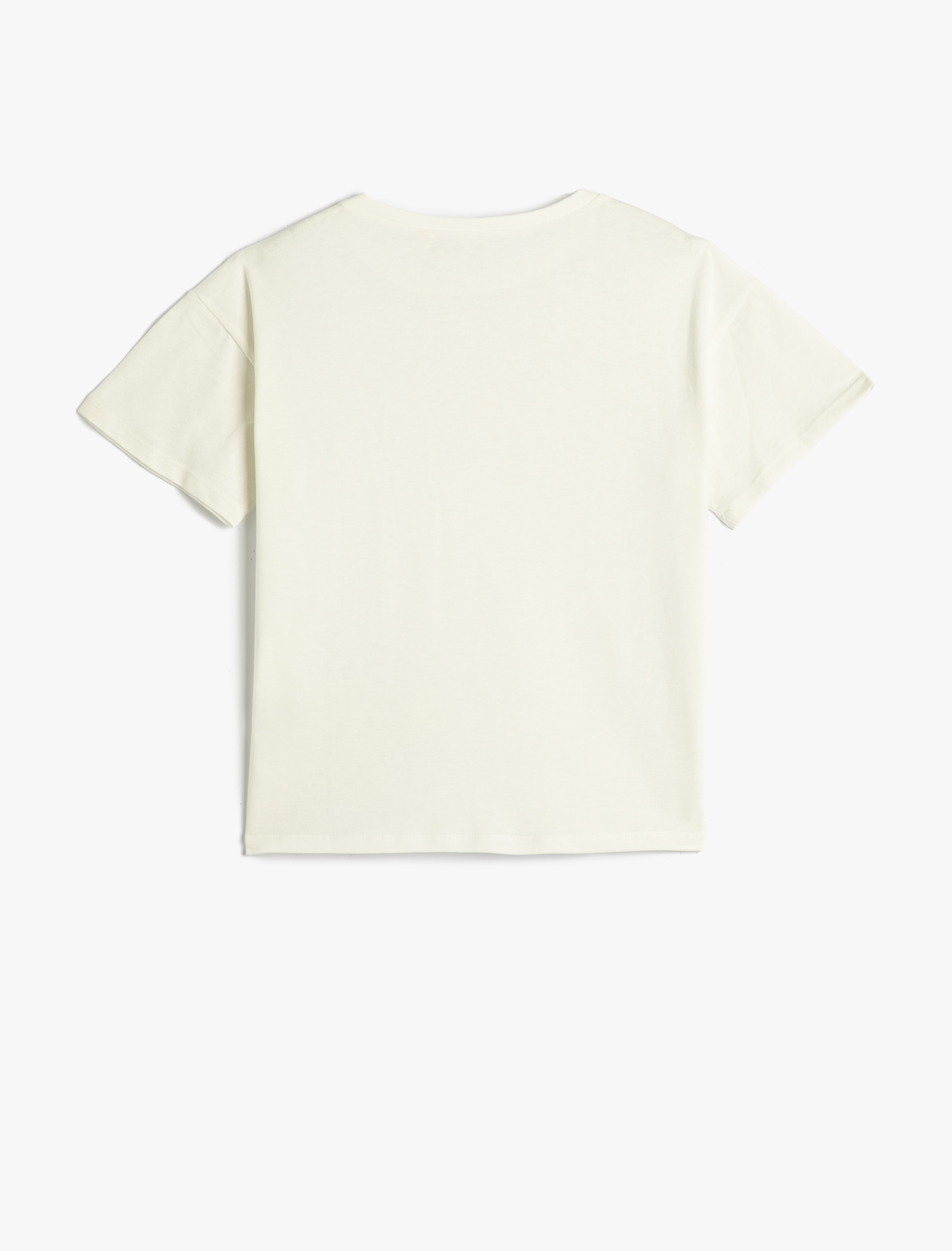  Kız Çocuk Tişört Kısa Kollu Bisiklet Yaka Kelebek Aplike Detaylı Pamuklu