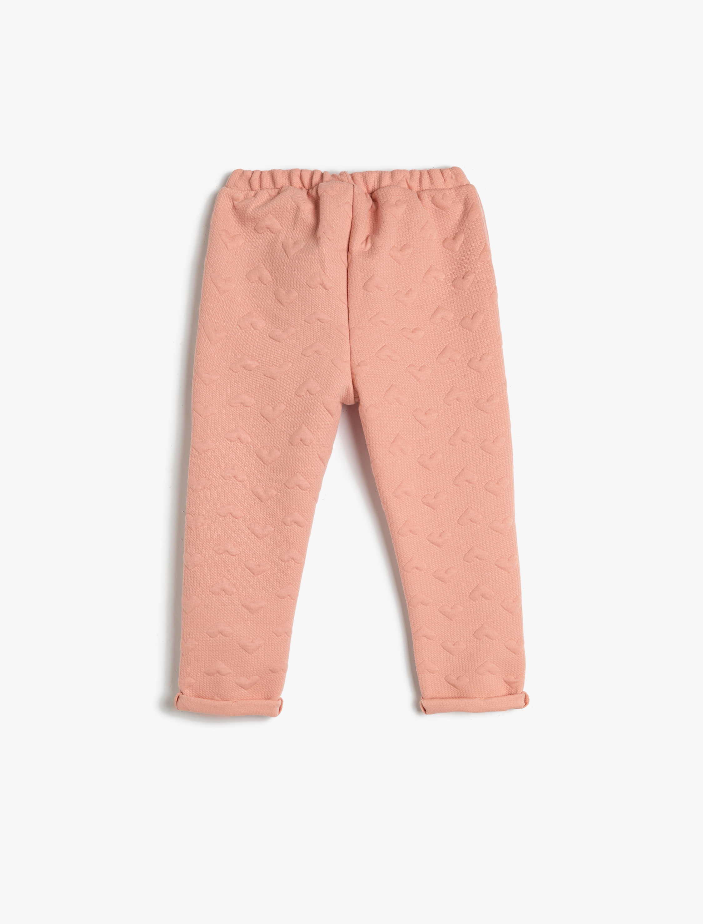  Kız Bebek Eşofman Altı Beli Lastikli Kalpli Kapitone Şardonlu