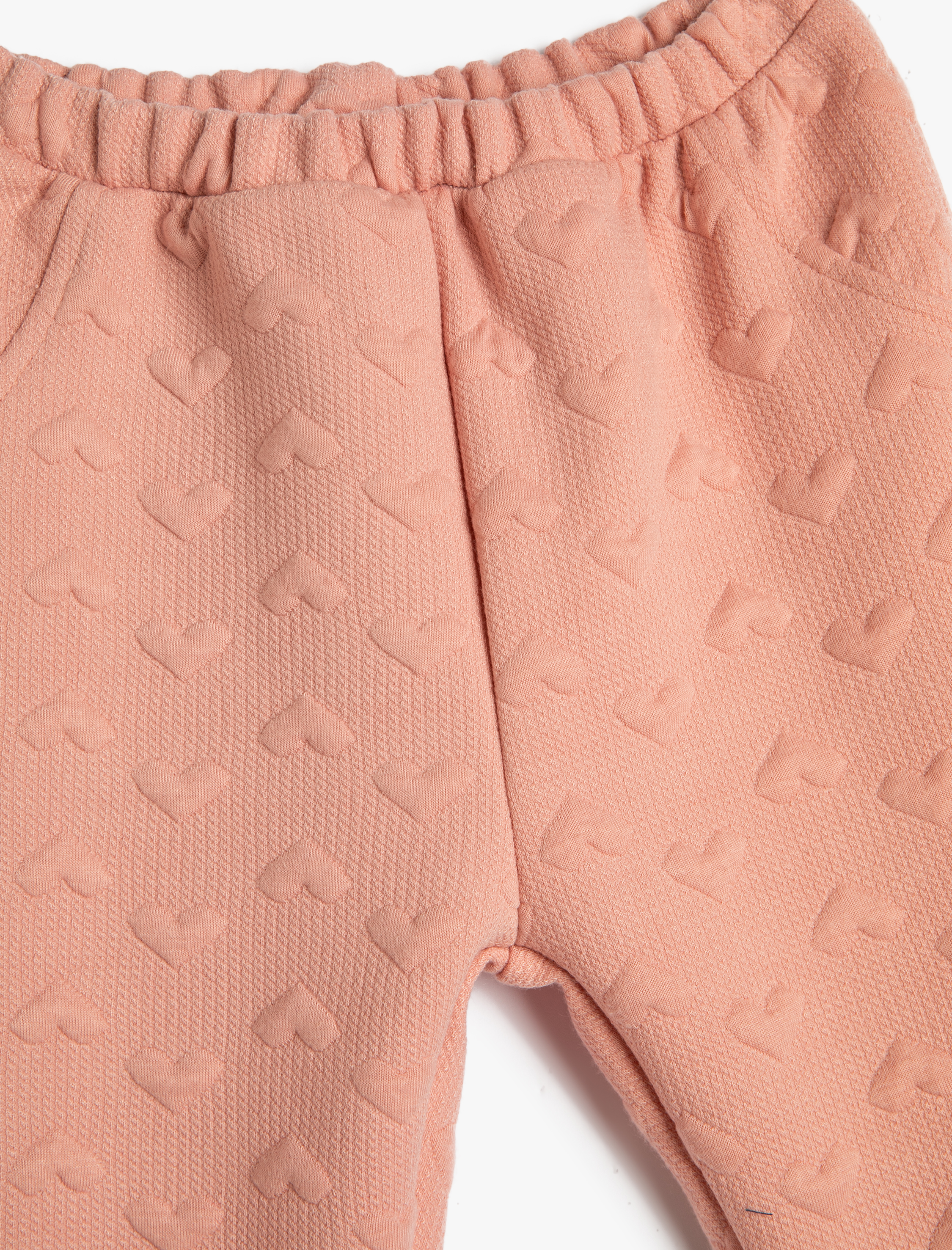  Kız Bebek Eşofman Altı Beli Lastikli Kalpli Kapitone Şardonlu