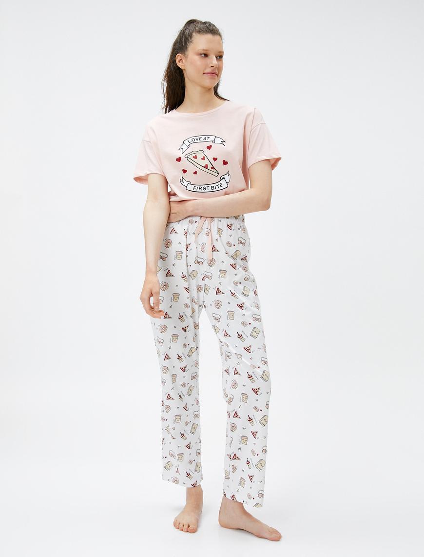   Pijama Takımı Kısa Kollu Desenli