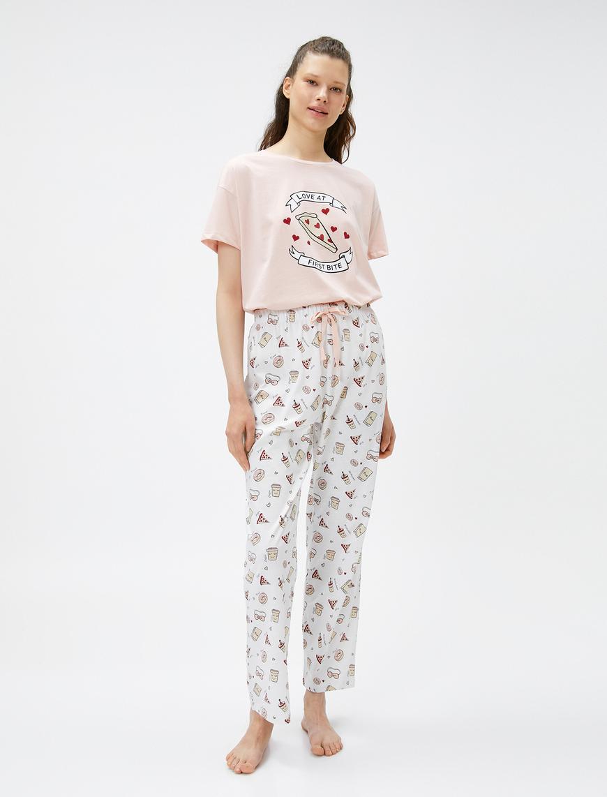   Pijama Takımı Kısa Kollu Desenli