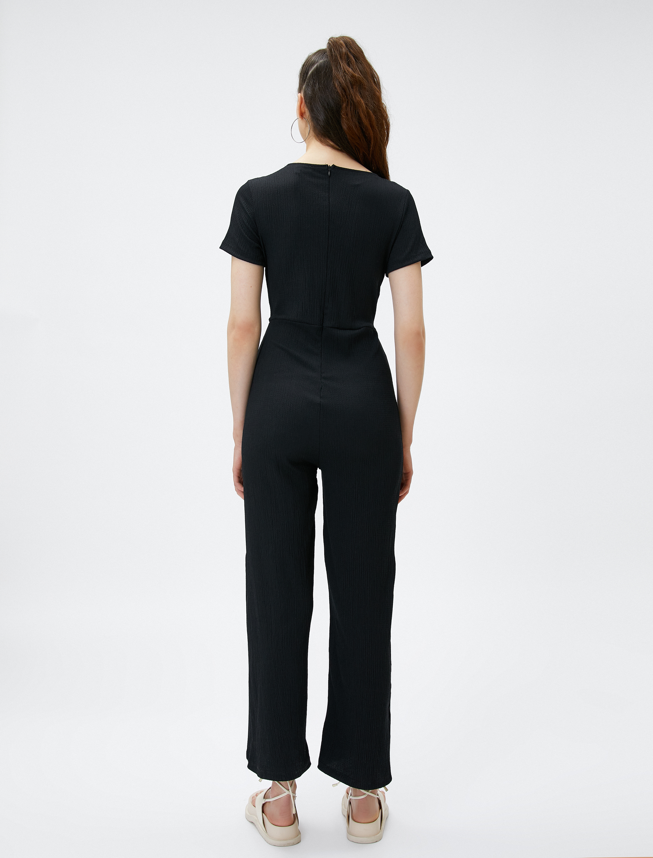   Bol Paça Tulum V Yaka Kısa Kollu Bürümcük