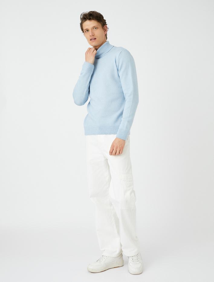  Balıkçı Yaka Kazak Basic Dar Kesim Akrilik Karışımlı