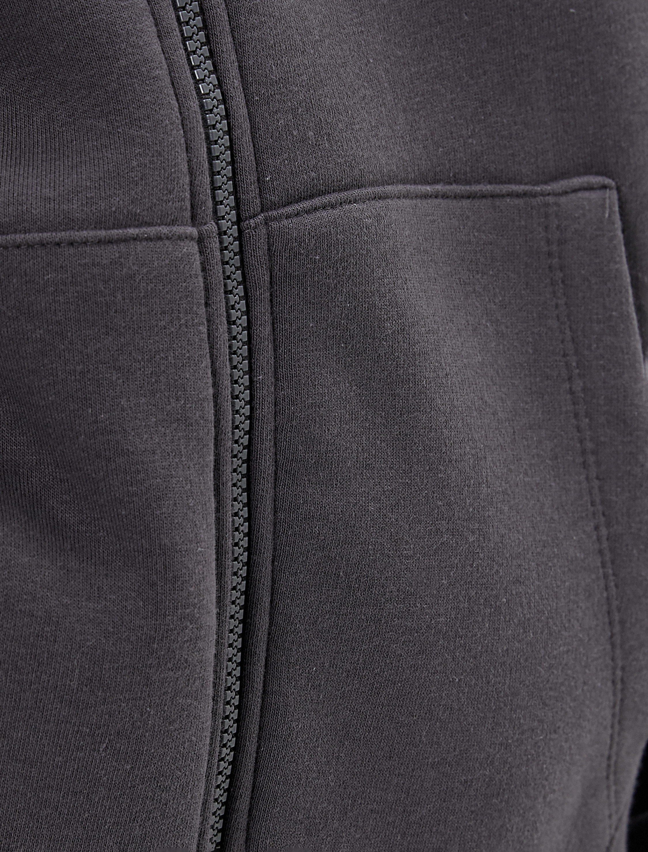   Şardonlu Oversize Fermuarlı Sweatshirt Kapüşonlu Kanguru Cepli